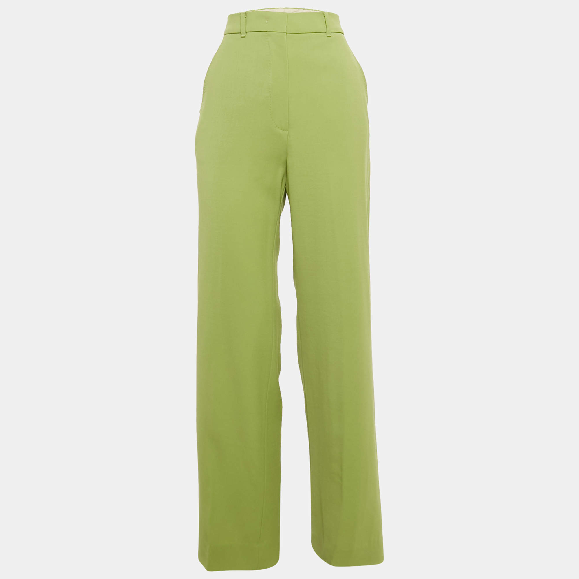 مملوكة مسبقًا Max Mara Studio Green Gabardine High-Rise Trousers S