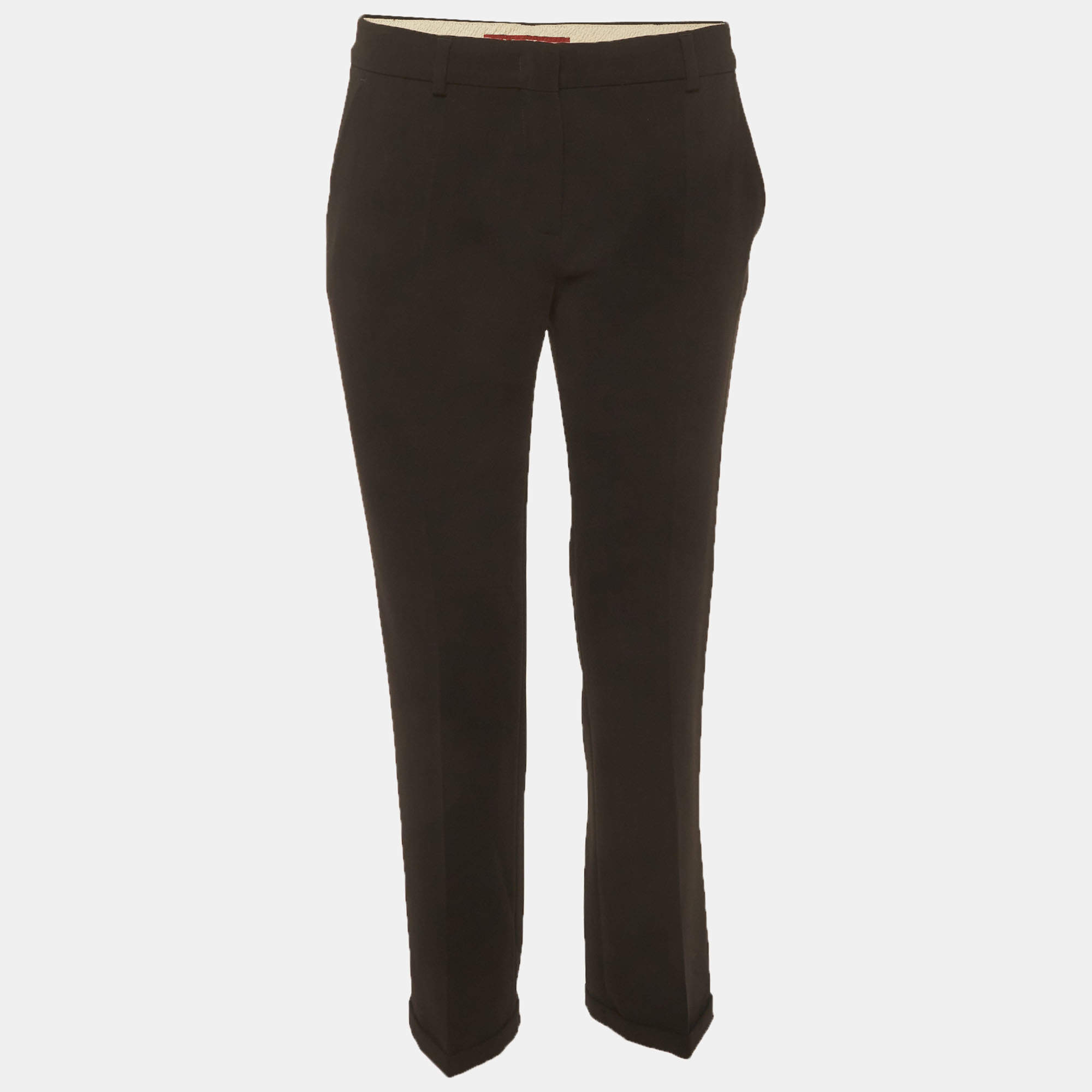 Pre Owned Max Mara Studio Black Gabardine Formal Trousers M