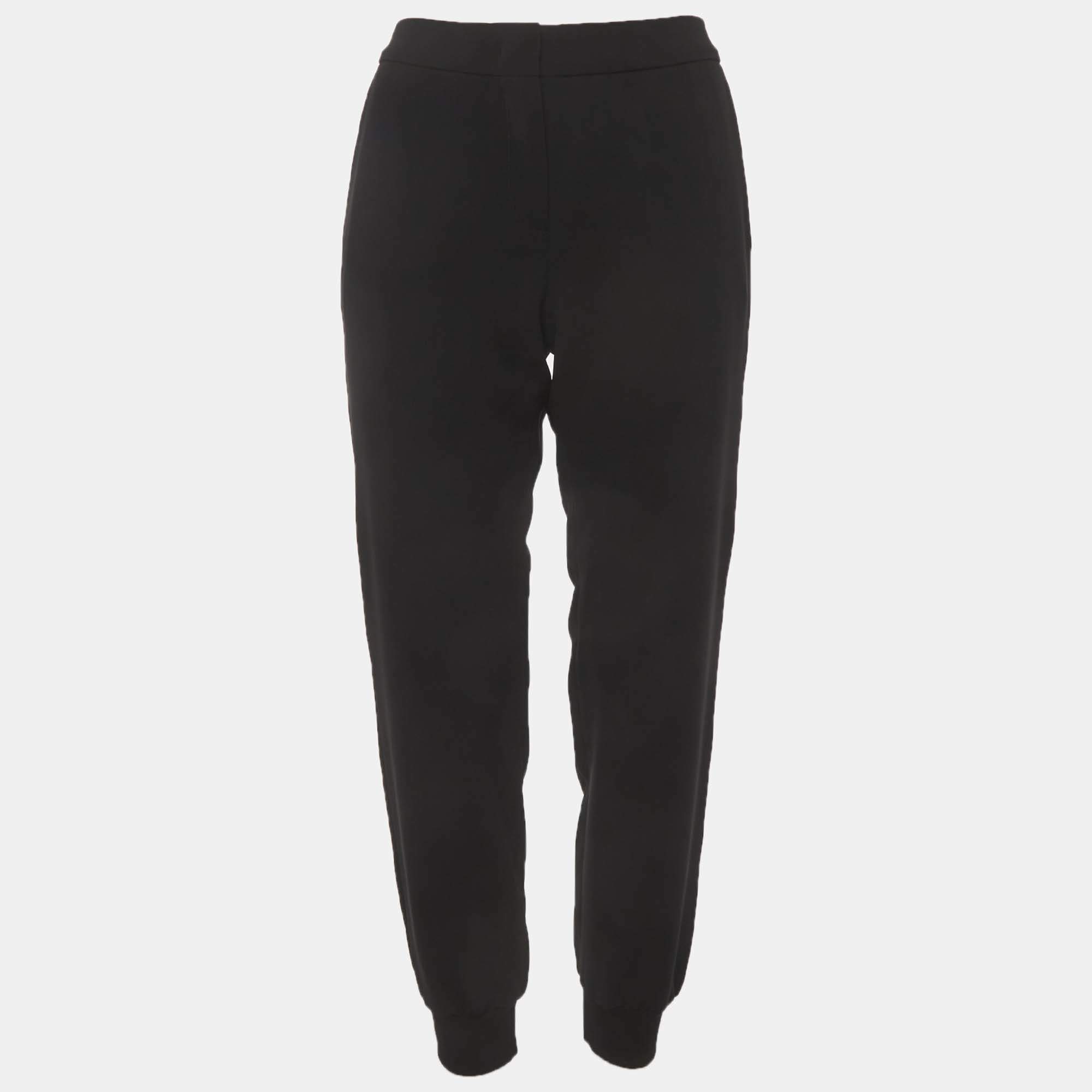 Pre Owned Max Mara Studio Black Crepe and Knit Joggers M