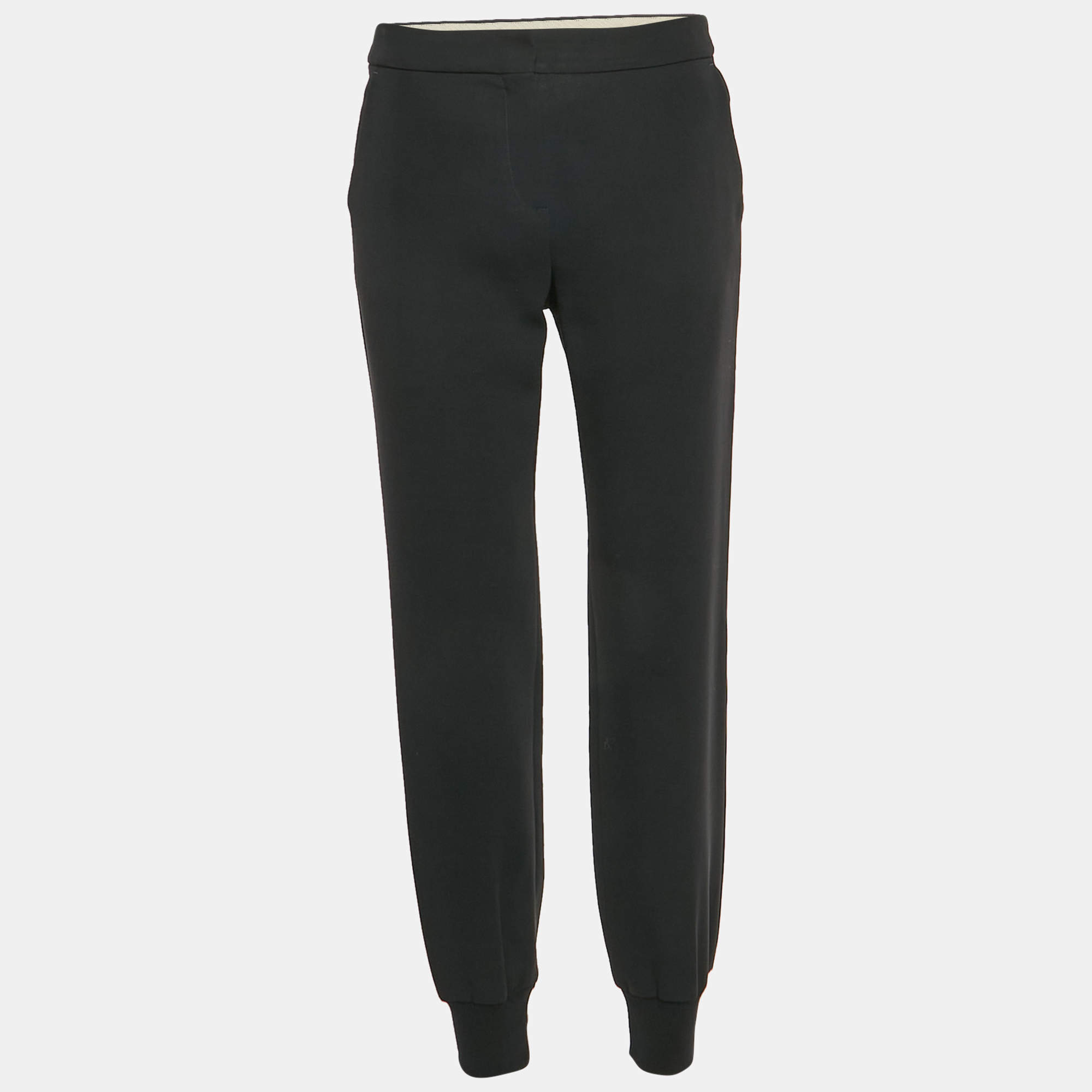 Pre Owned Max Mara Studio Black Crepe Joggers M