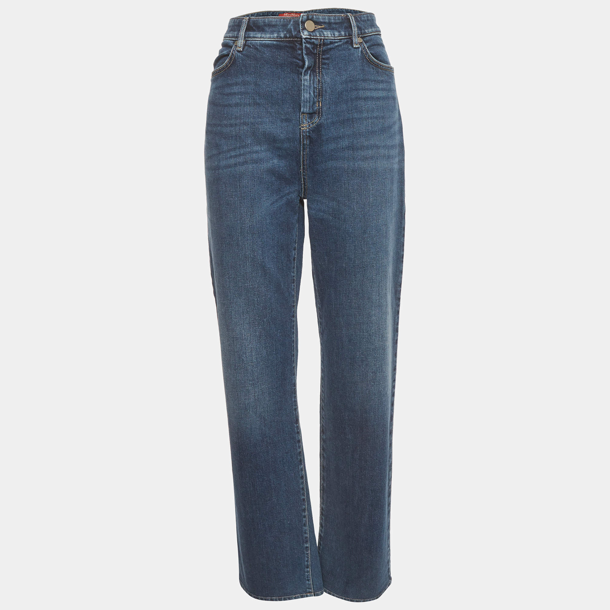 مملوكة مسبقًا Max Mara Studio Blue Denim Straight Leg Jeans XL/Waist 32"