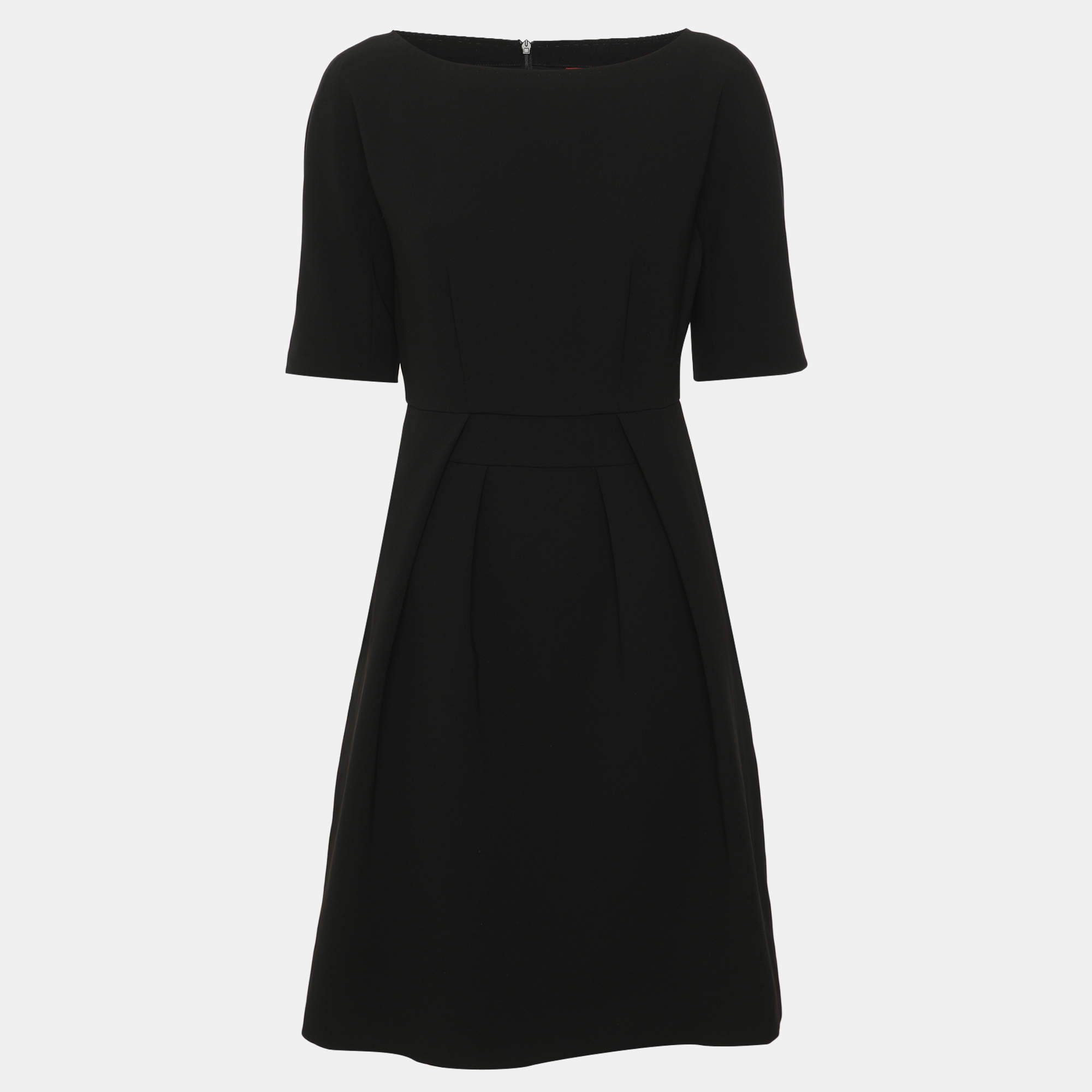 Pre Owned Max Mara Studio Black Crepe Midi Dress S