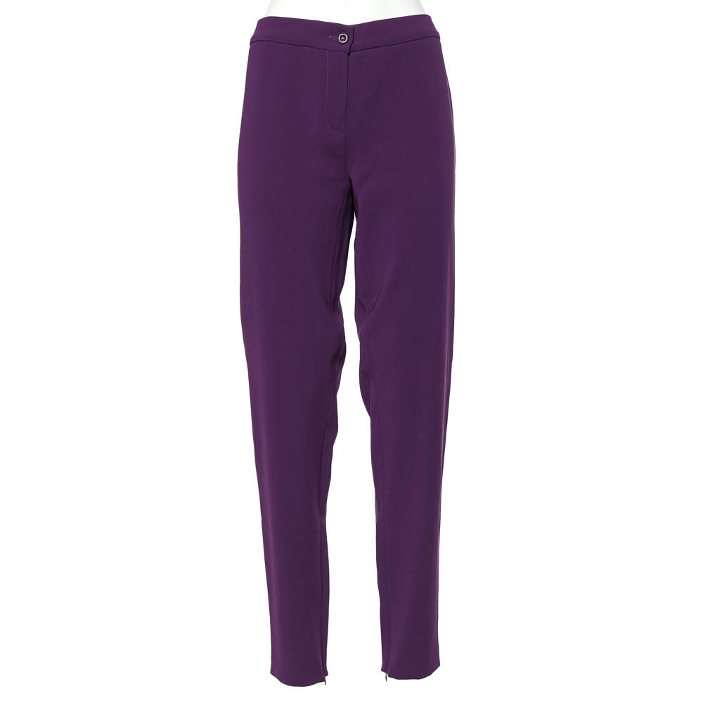 Max Mara Studio Purple Cady Tapered Formal Trousers L