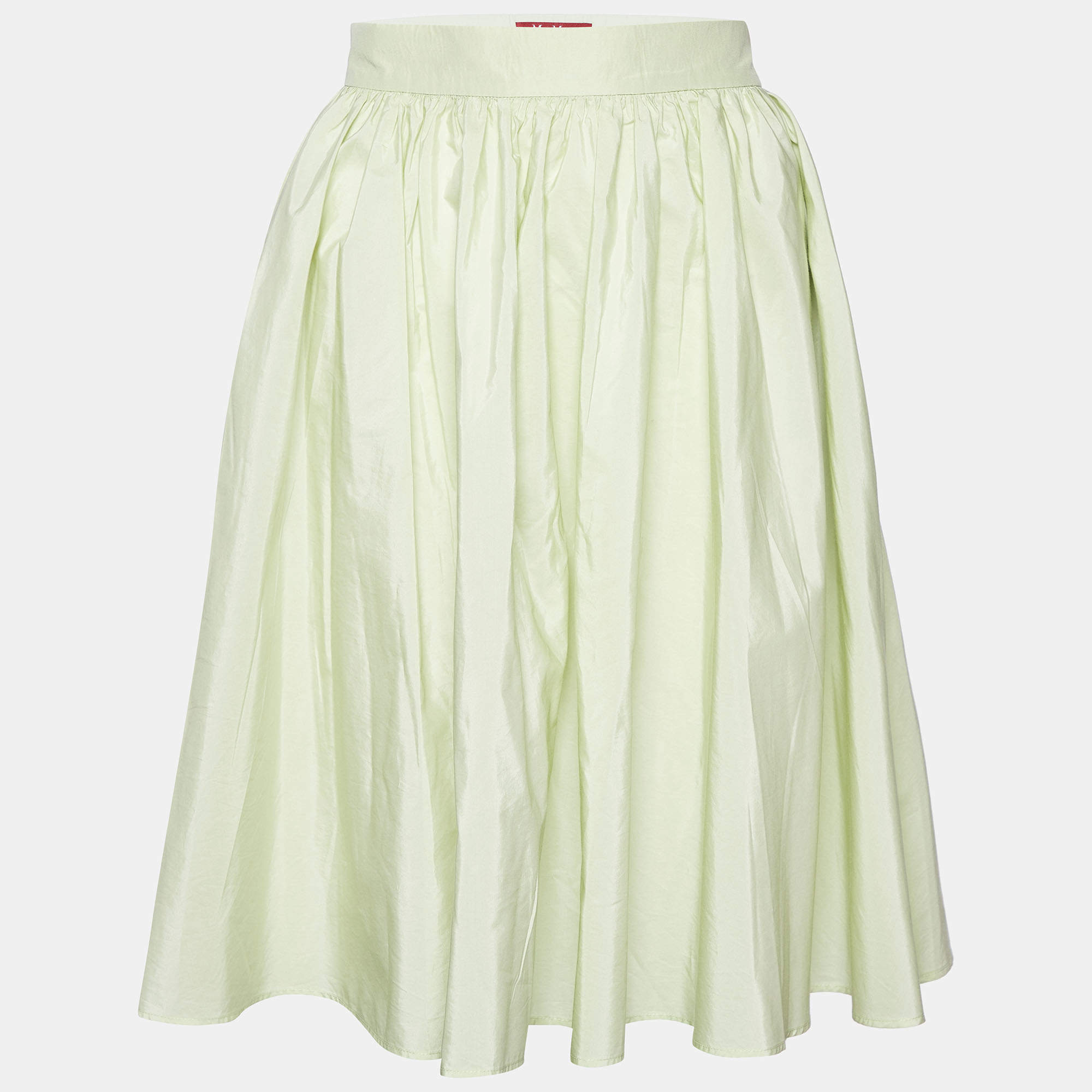 Max Mara Studio Light Green Cotton & Silk Mini Skirt S