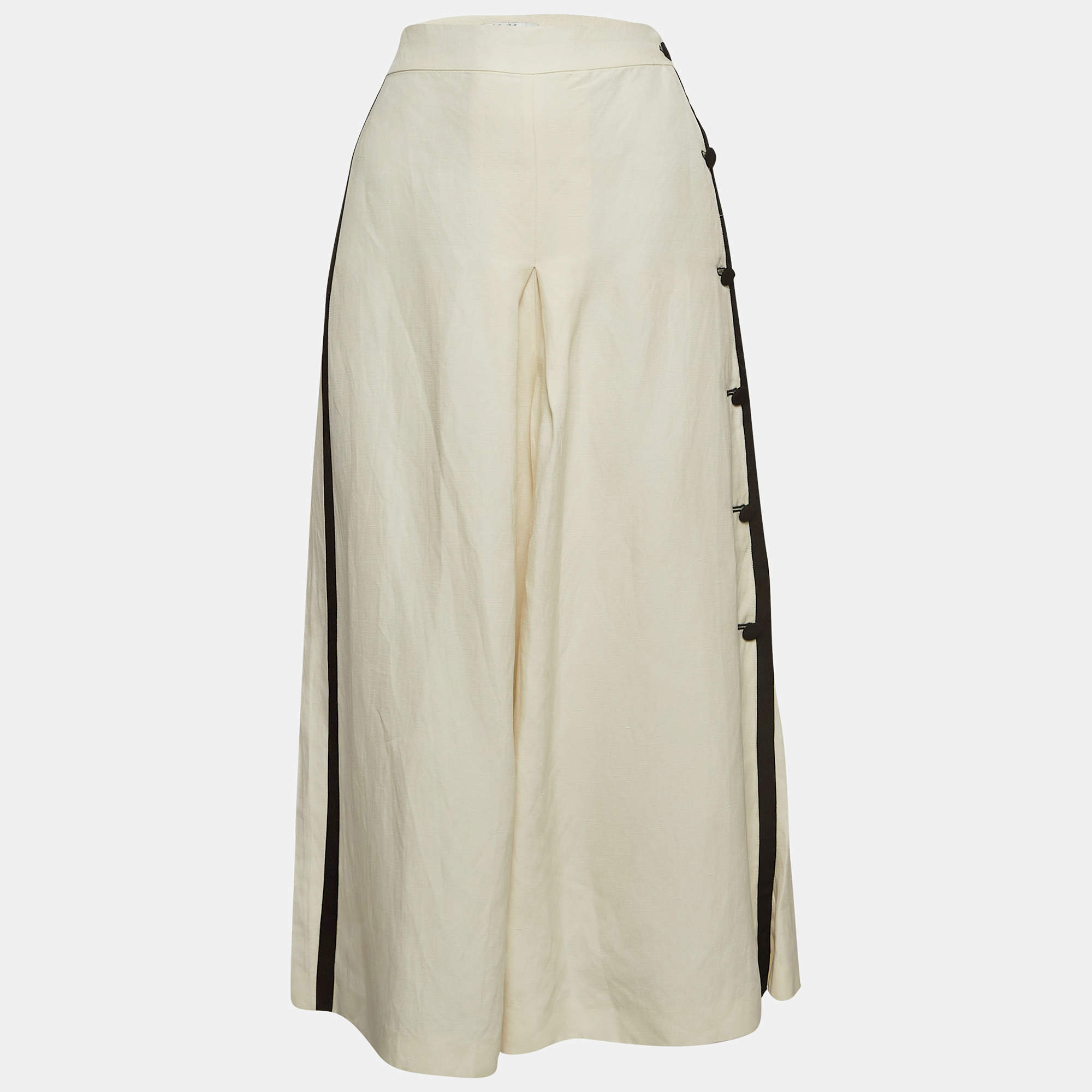 Pre Owned Max Mara Cream Linen Blend Nievo Culottes M