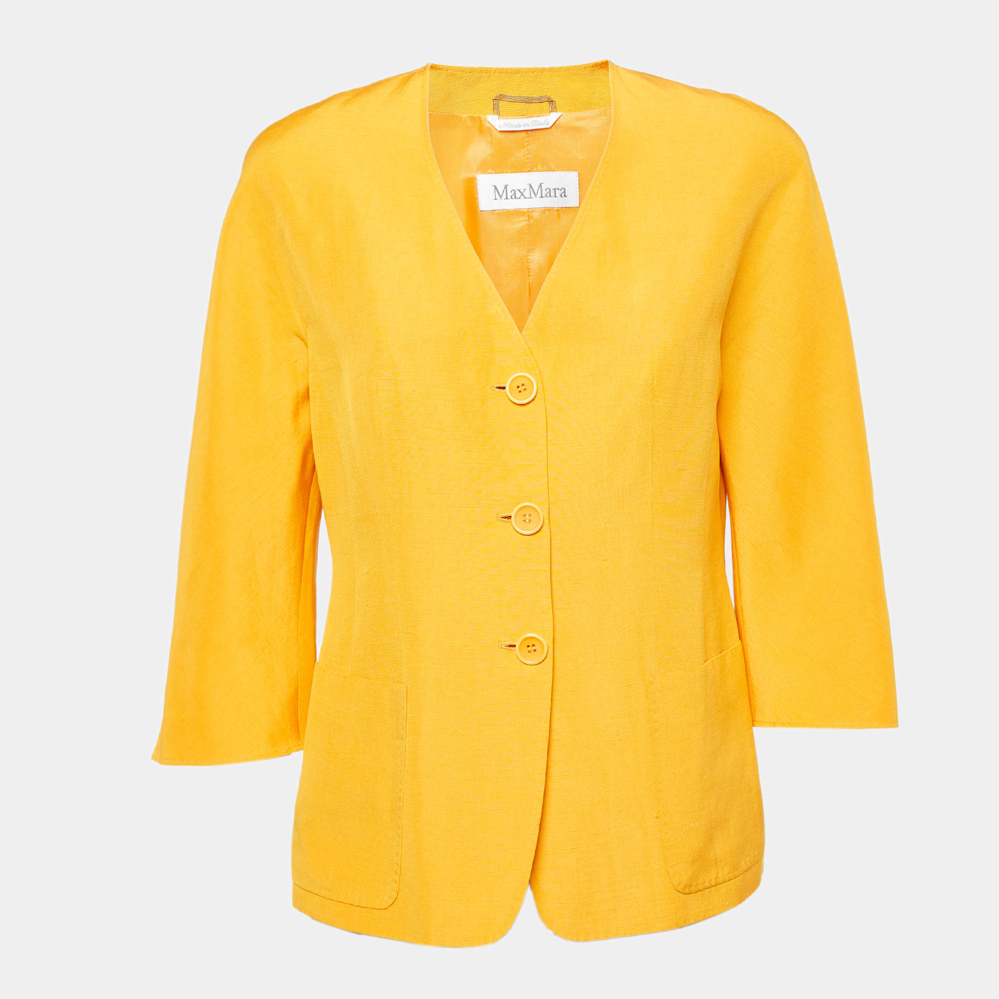 Max Mara Orange Linen & Silk Single Breasted Blazer M
