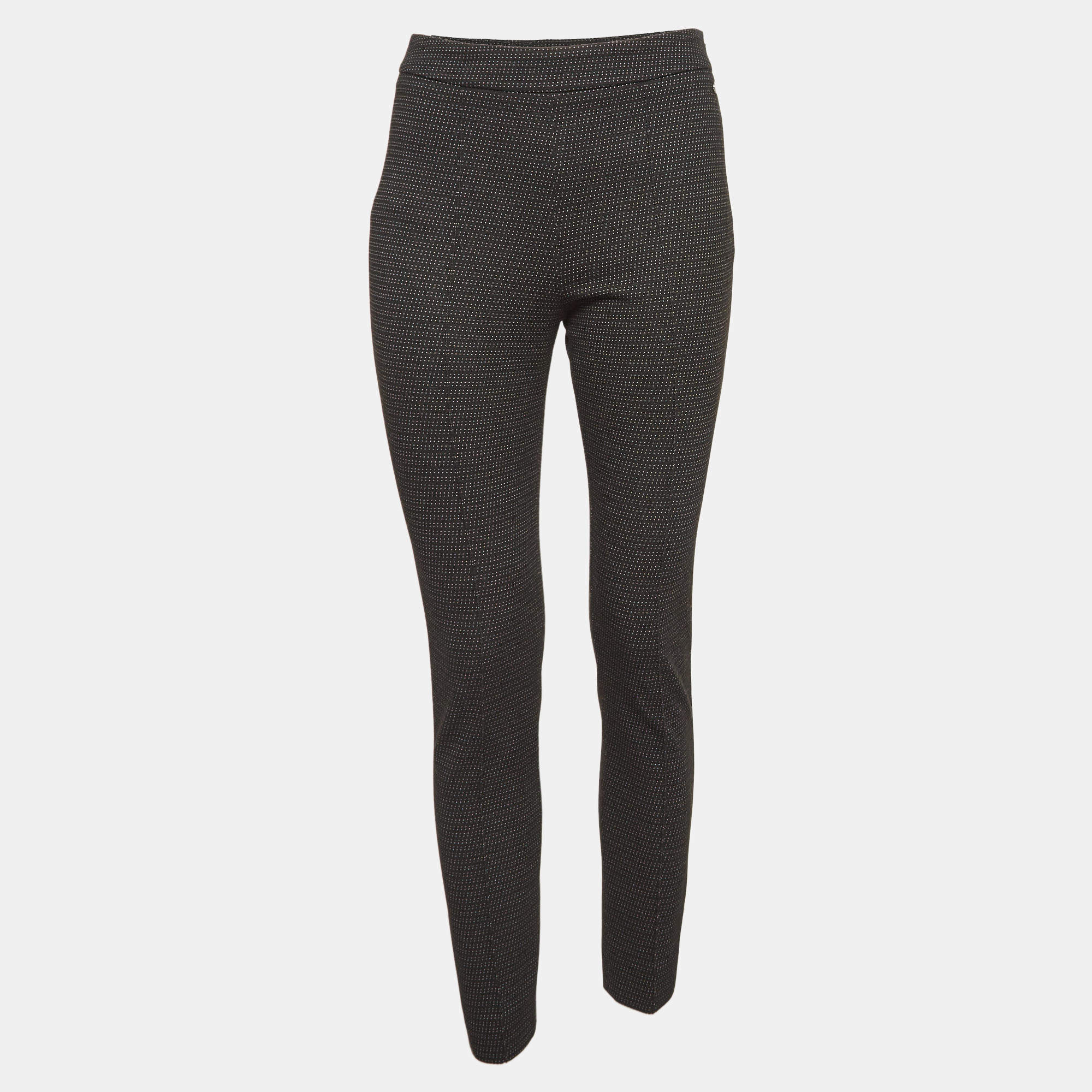 Max Mara Black Dots Pattern Stretch Knit Trousers S