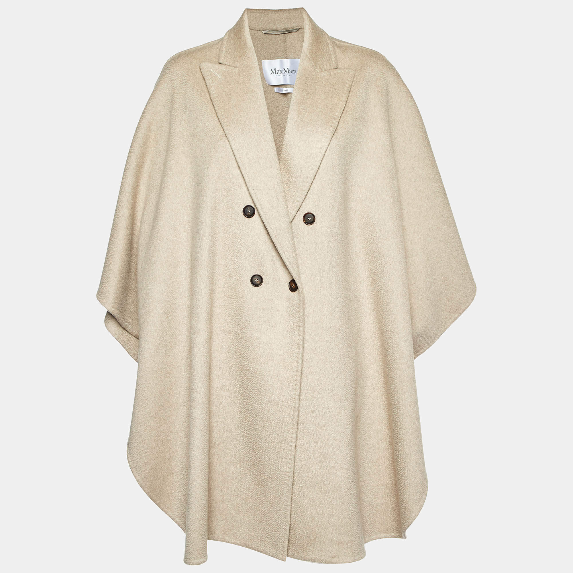 Max Mara Beige Double Cashmere Cape Coat S