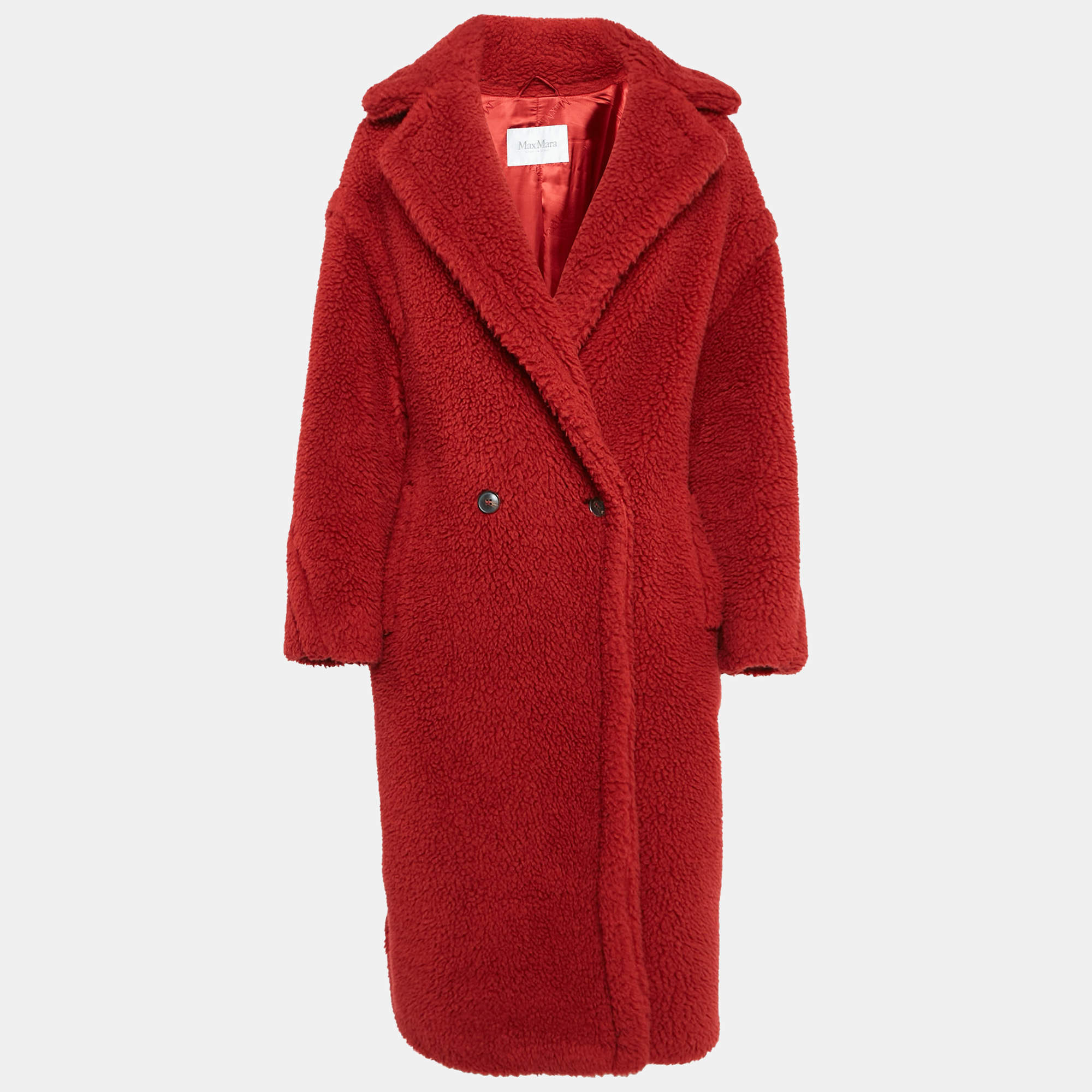 Max Mara Red Teddy Bear Double Breasted Coat M