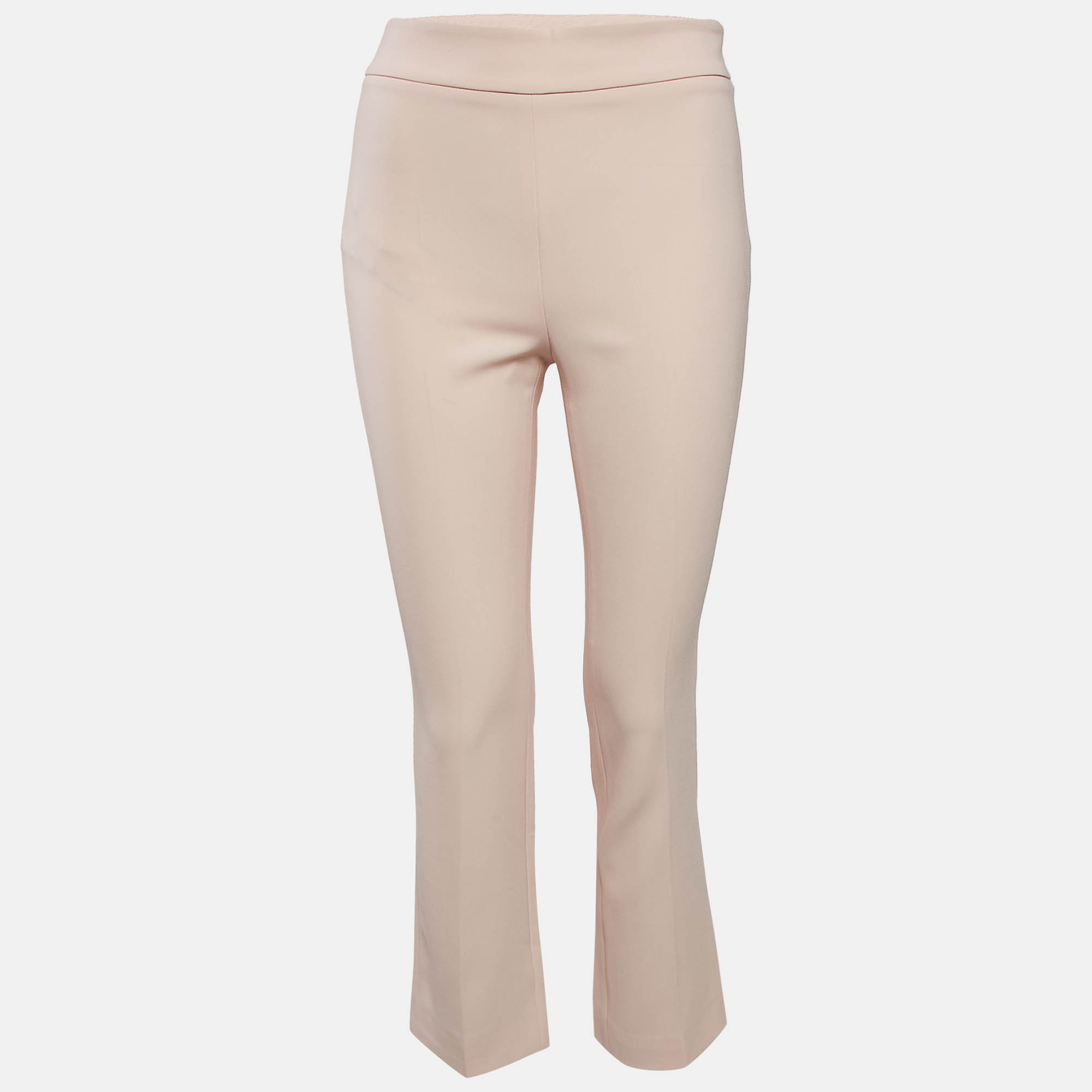 Max Mara Light Pink Crepe Straight Fit Trousers XS