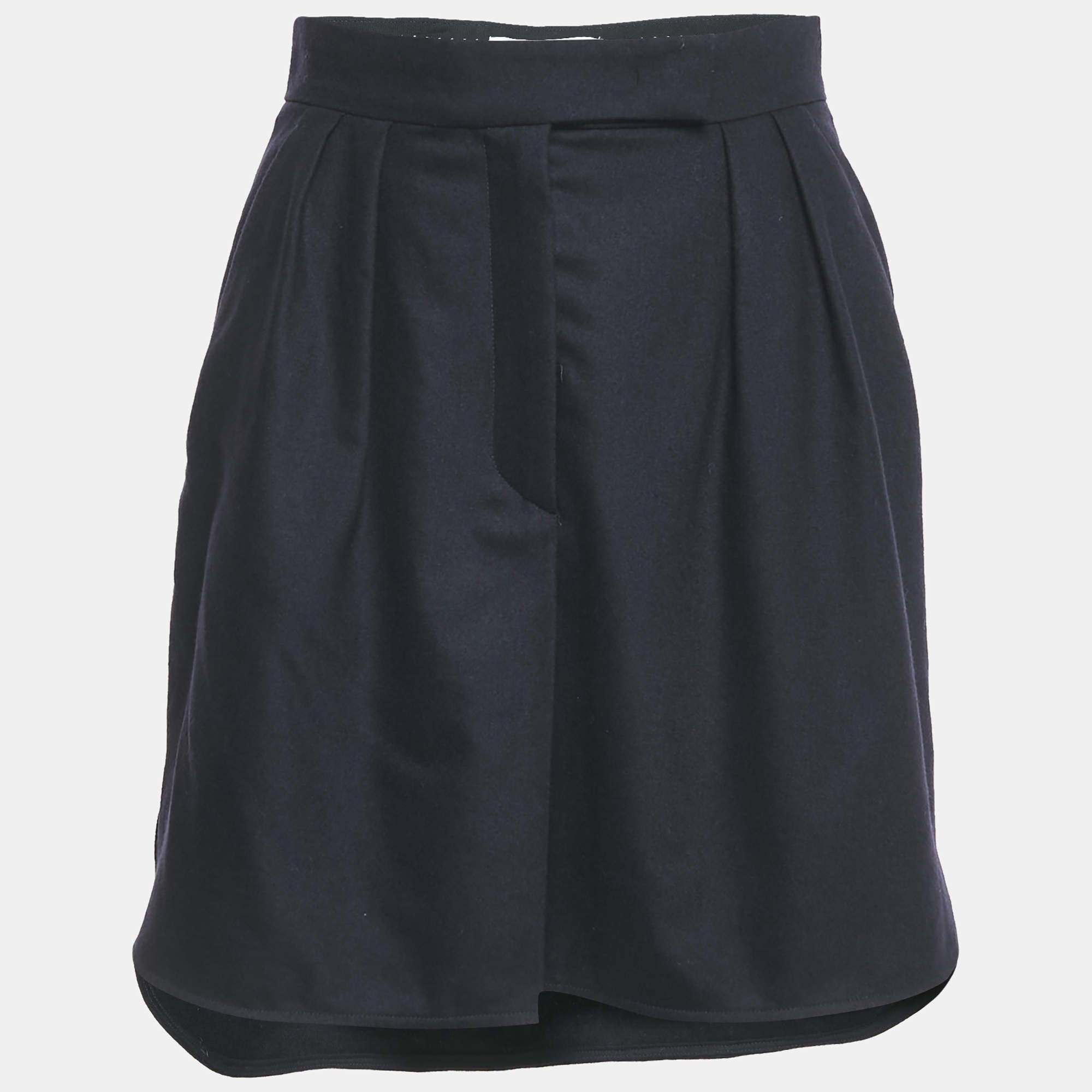 Max Mara Navy Blue Wool Pleated Skirt M