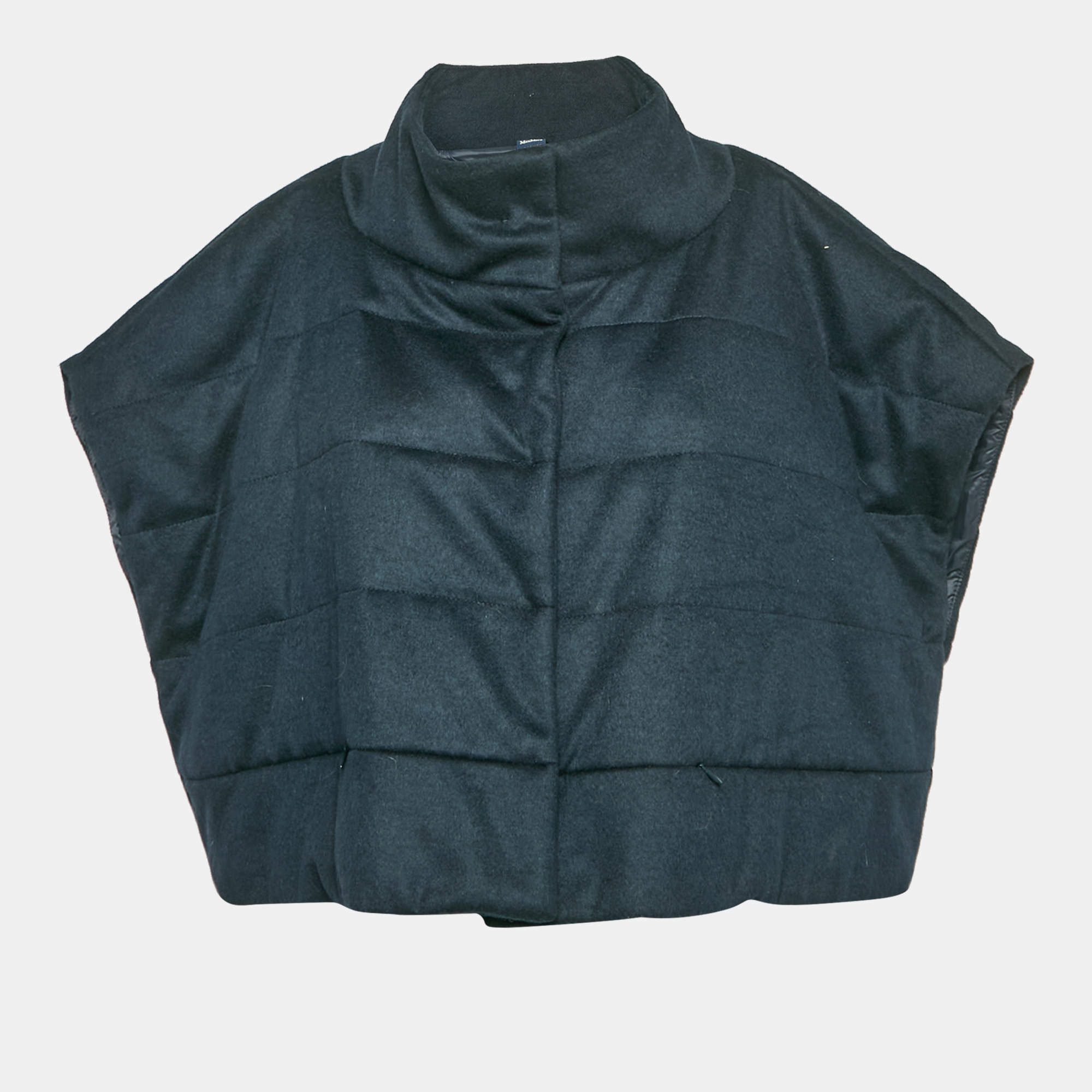 Max Mara Leisure Navy Blue Wool Blend Sleeveless Down Jacket M