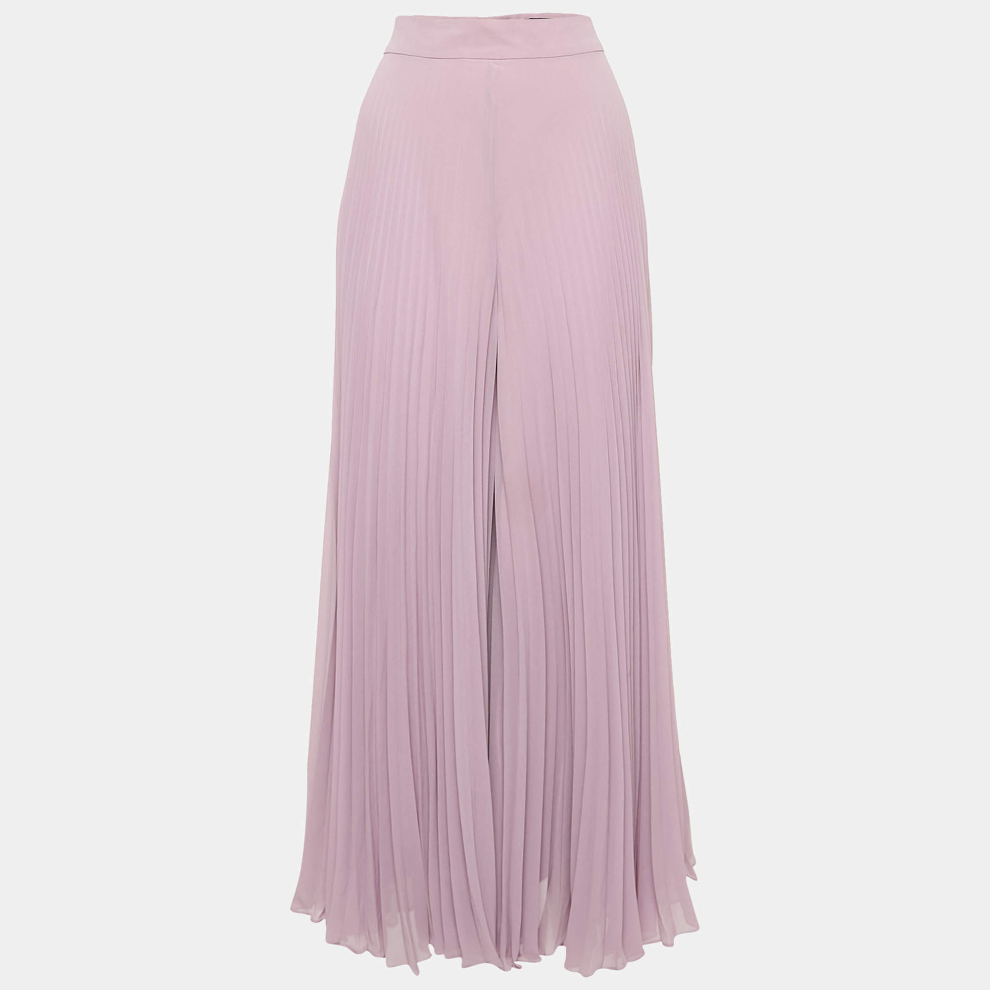 Max Mara Purple Chiffon Plisse Flared Trousers M