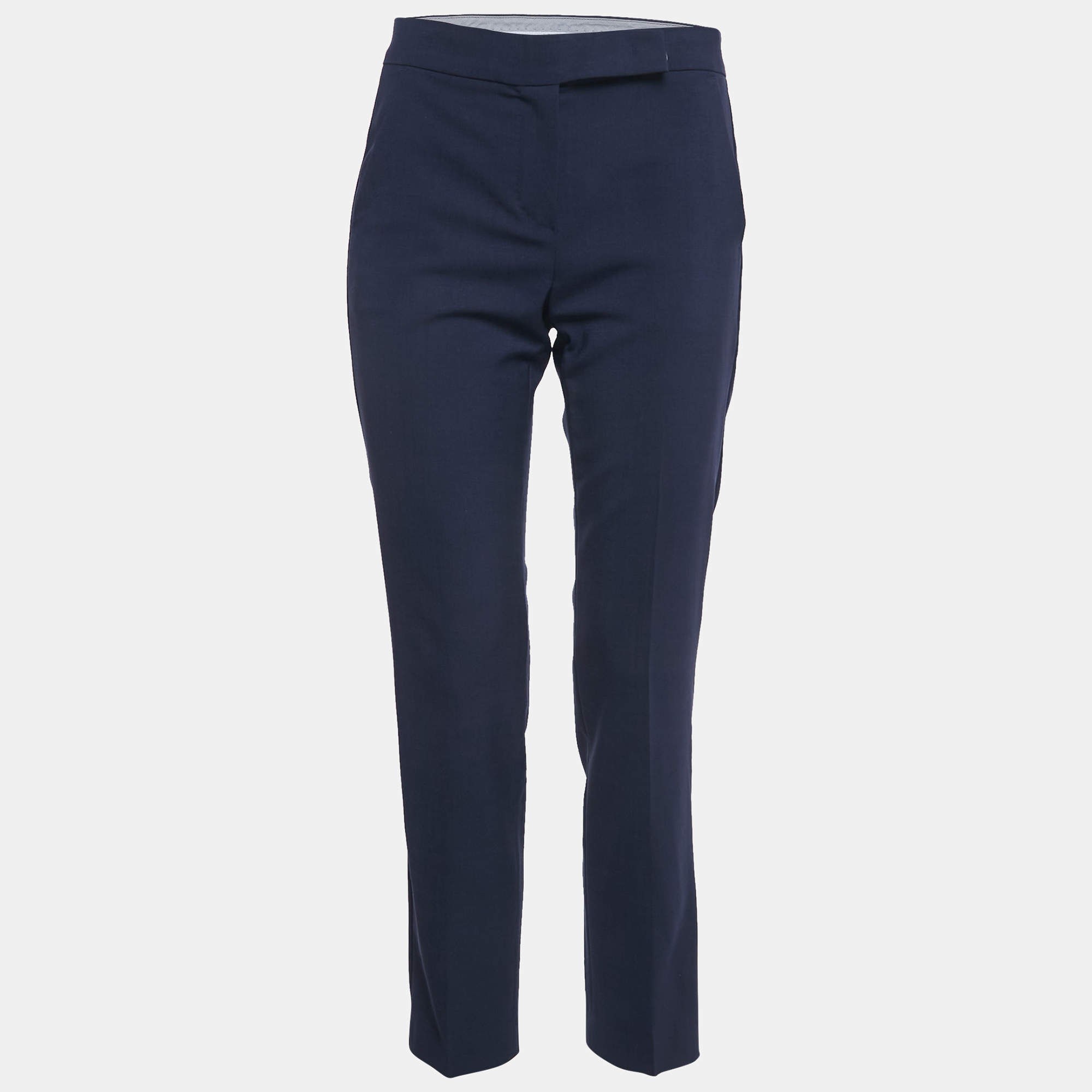 Pre Owned Max Mara Navy Blue Wool Tailored Pants S