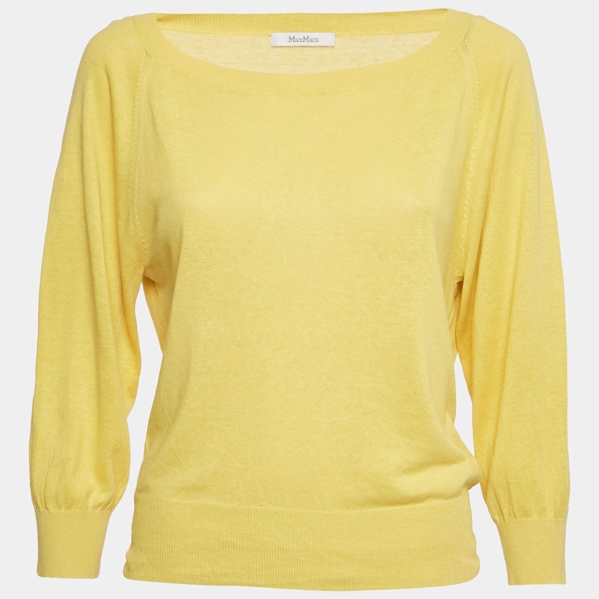 Max Mara Yellow Knit Long Sweater M