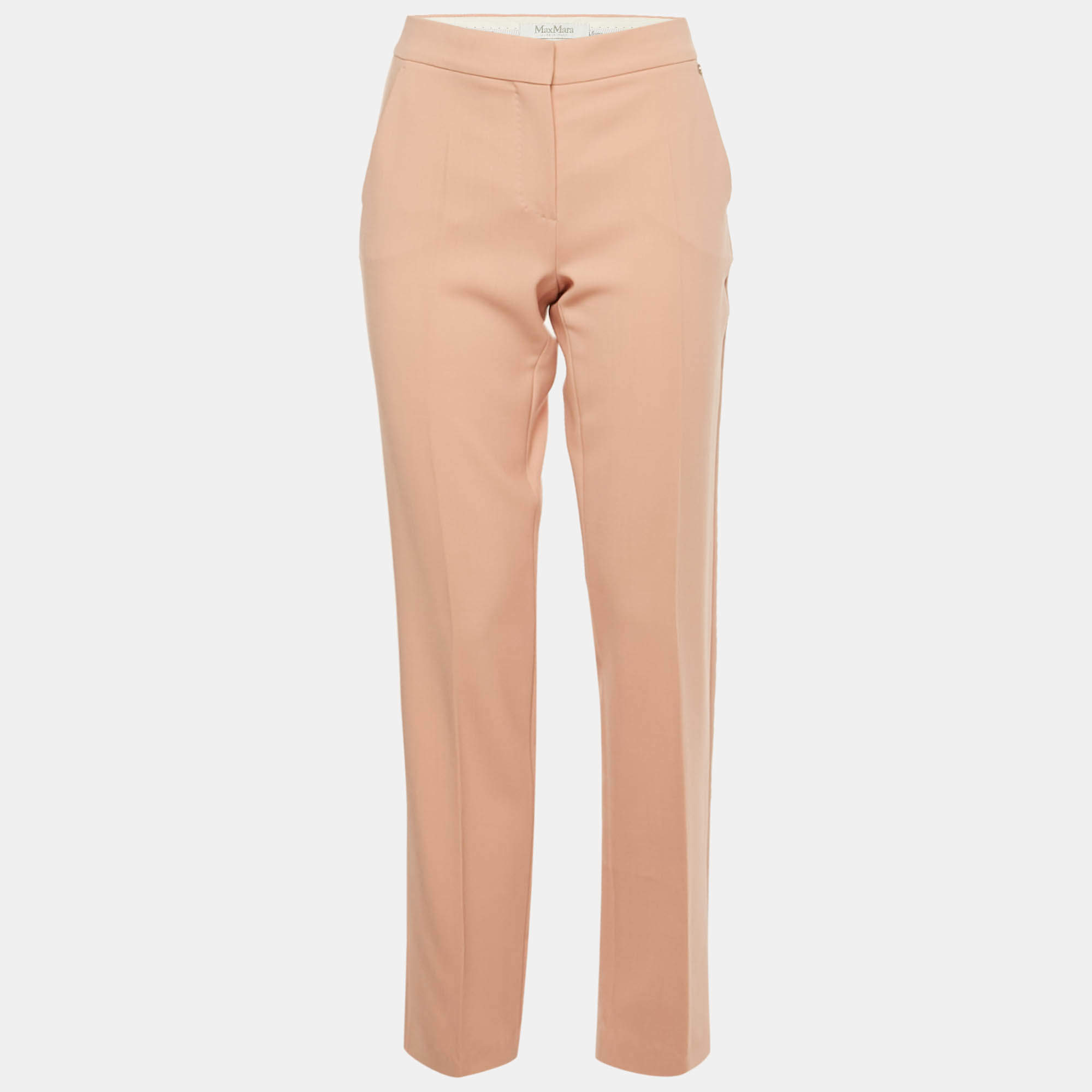 Pre Owned Max Mara Pink Wool Tailored Trousers M