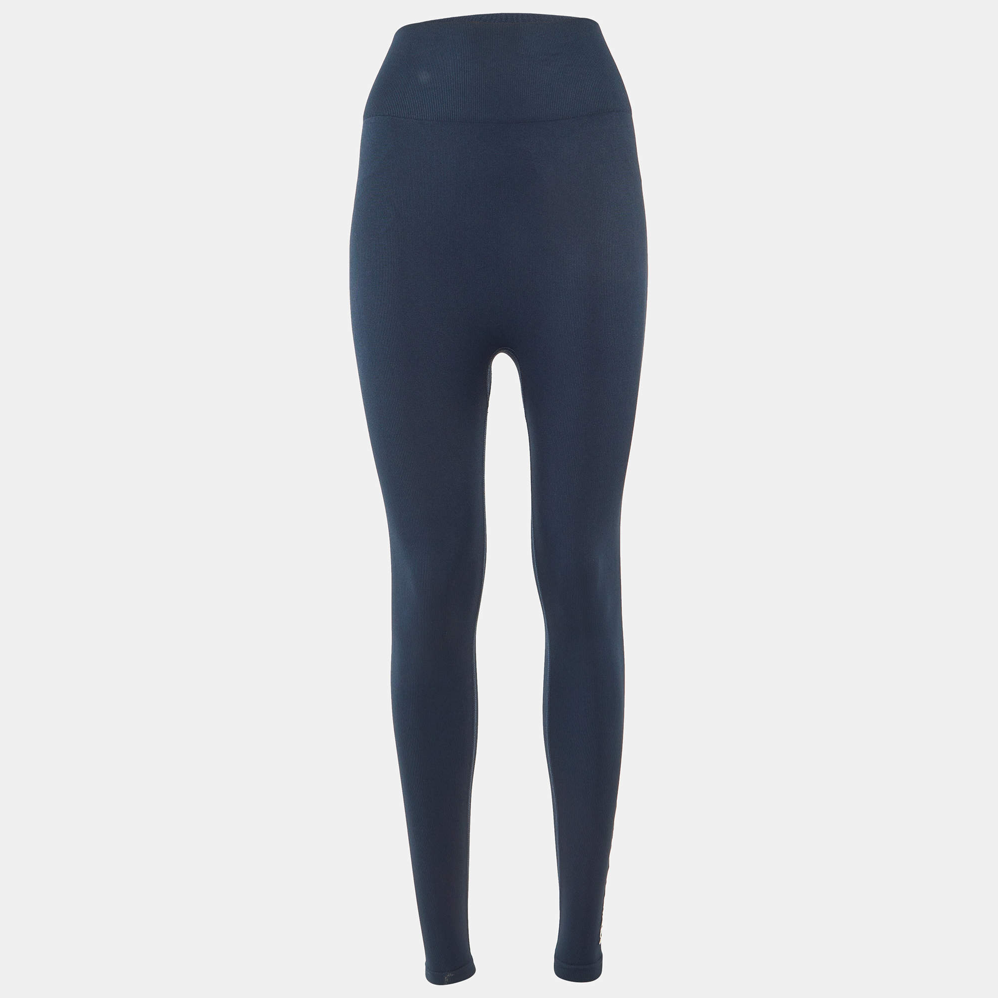 Pre Owned Max Mara Leisure Blue Logo Jersey Leggings S 