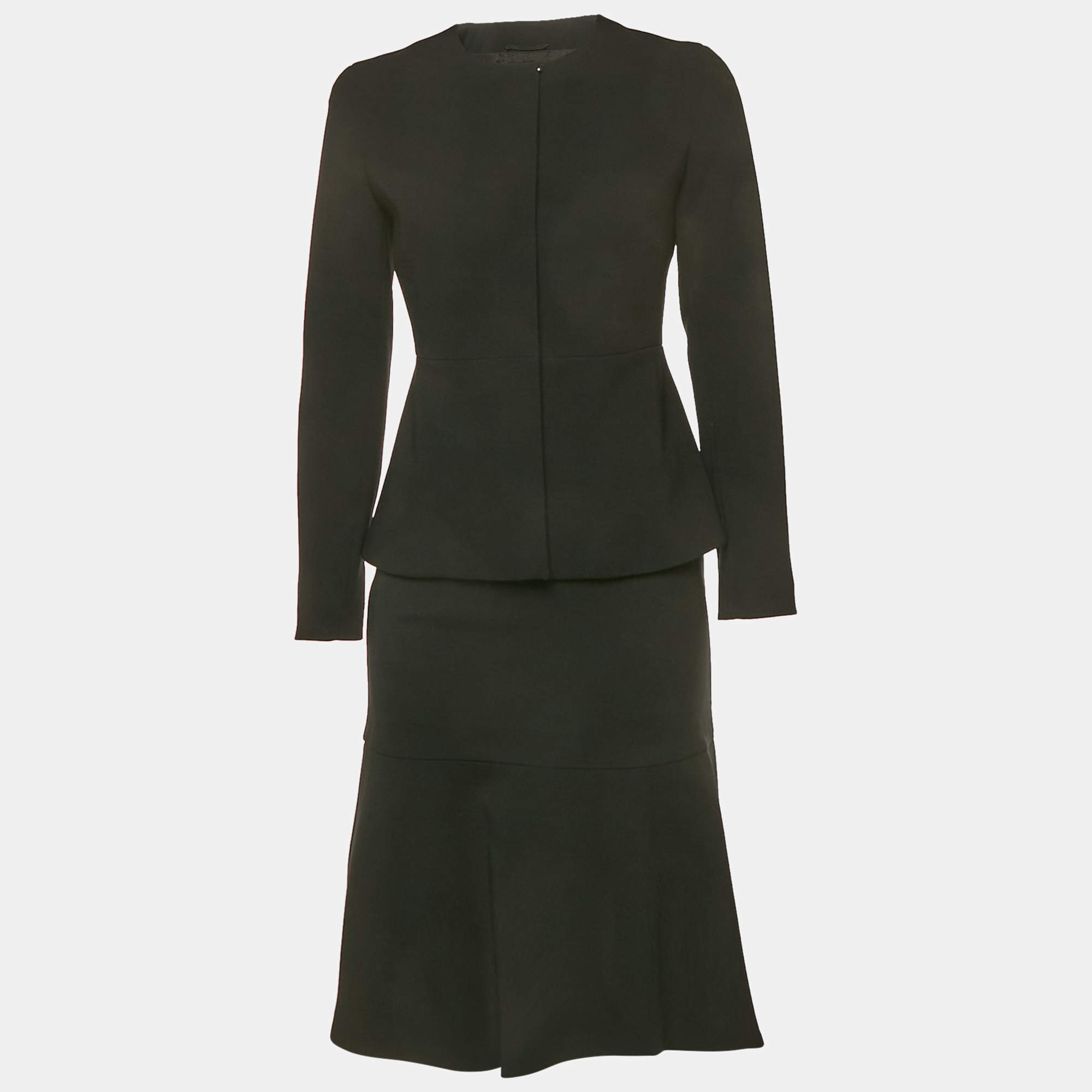 Pre Owned Max Mara Black Crepe Skirt Suit S/XS