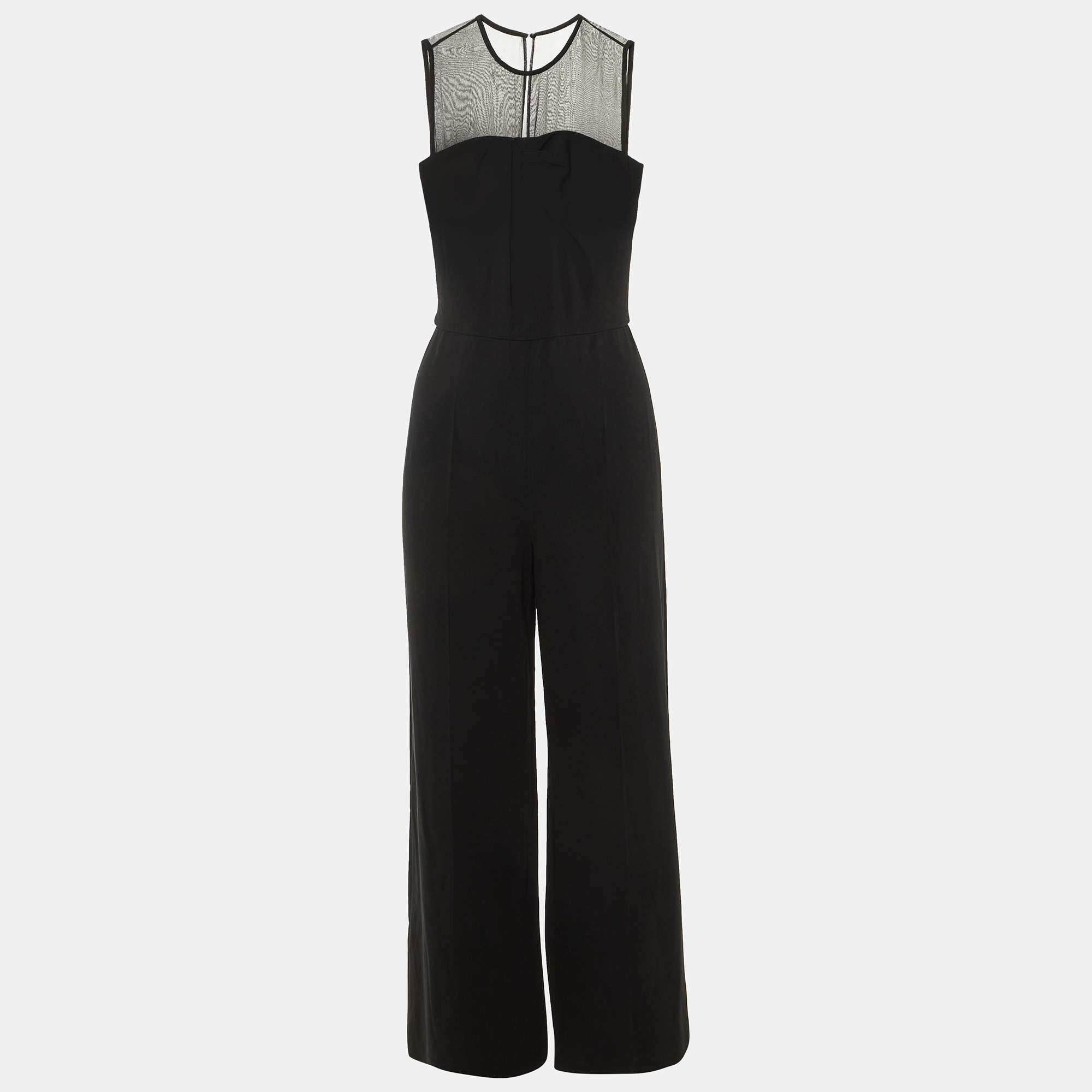 Pre Owned Max Mara Black Crepe Wide Leg Cady Jumpsuit S