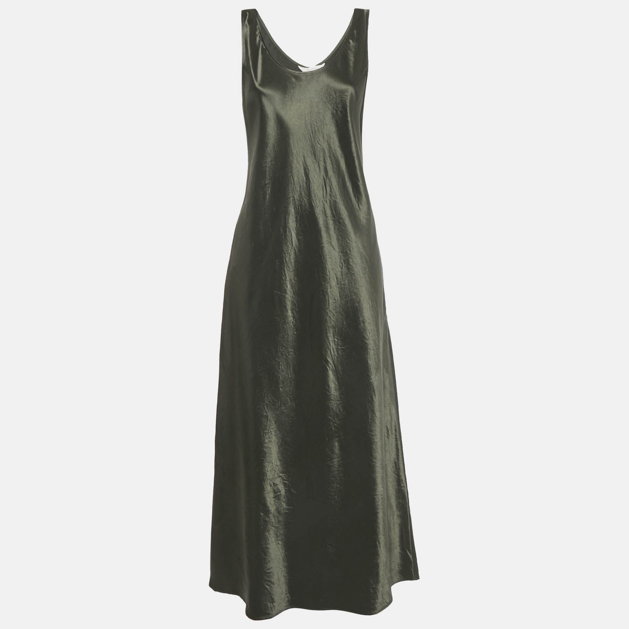 مملوكة مسبقًا Max Mara Leisure Olive Green Stain Maxi Dress XL 