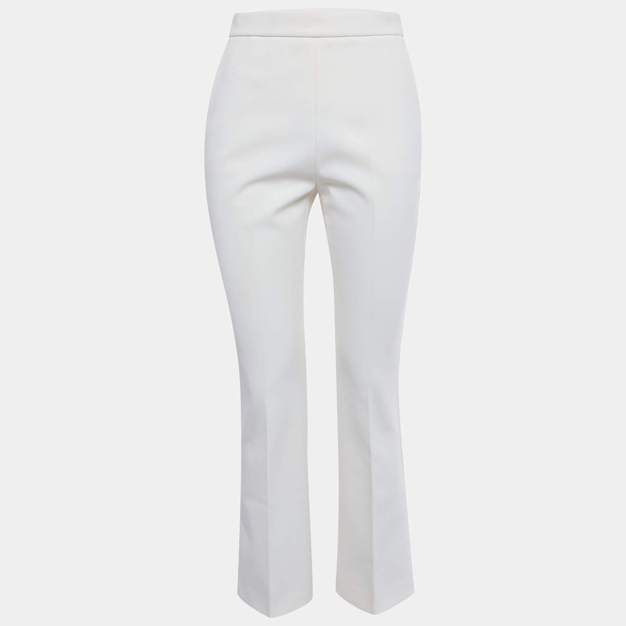 Pre Owned Max Mara Cream Crepe Formal Trousers S