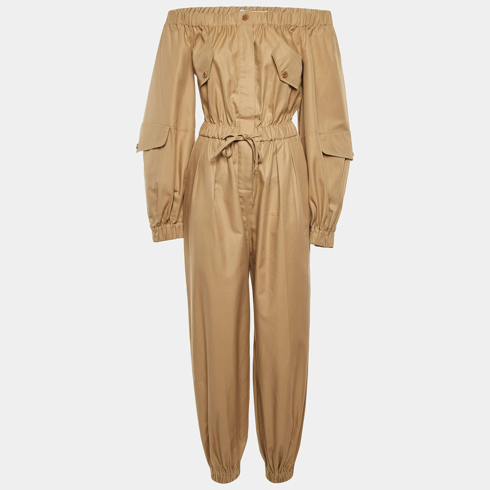 مملوكة مسبقًا Max Mara Dark Beige Cotton Romana Jumpsuit M