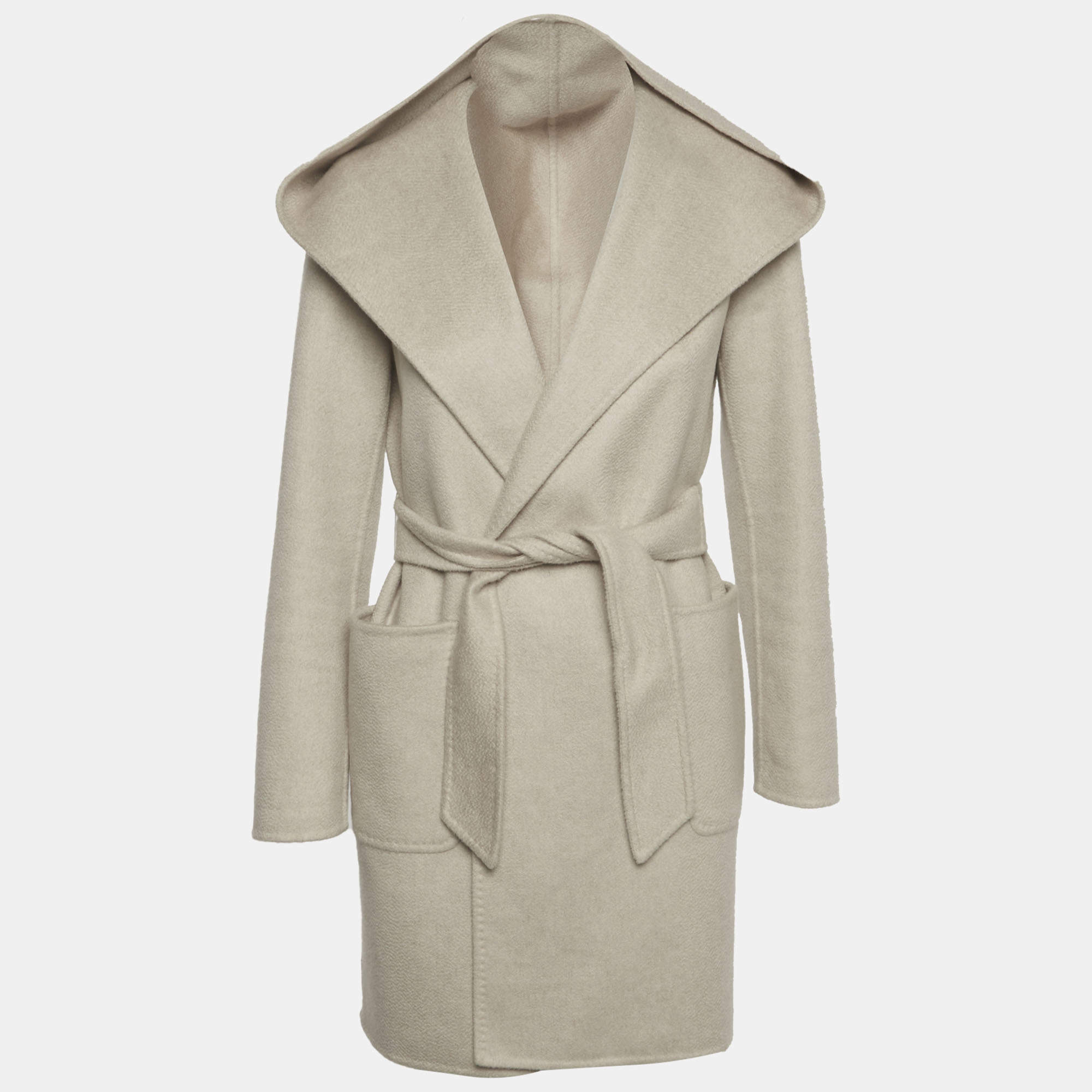 مملوكة مسبقًا Max Mara Beige Felt Cashmere Hooded Coat S