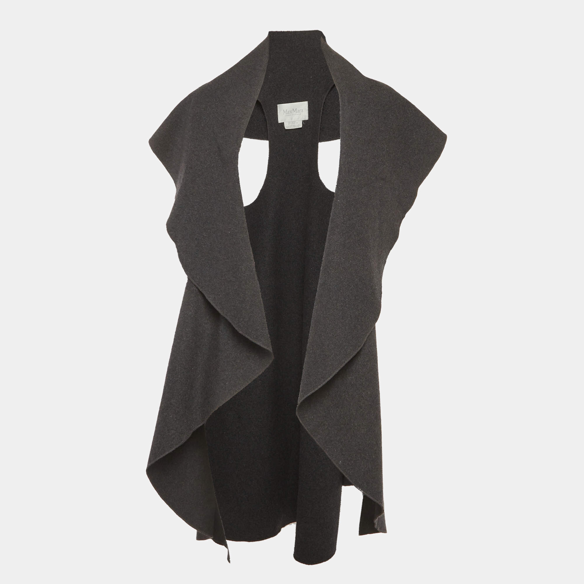 Pre Owned كارديغان ماكس مارا صوفي رمادي مفتوح من الأمام مقاس واحد