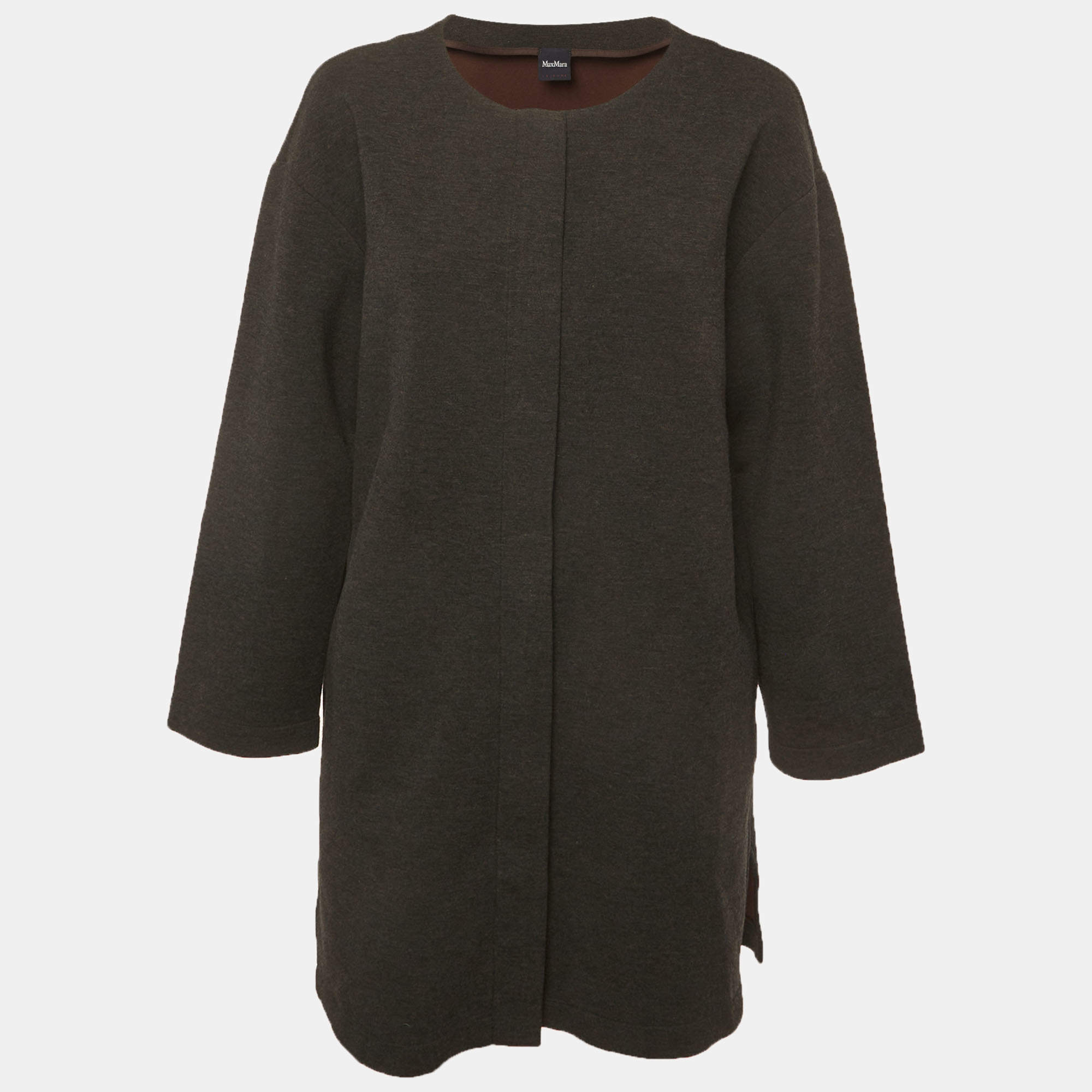 مملوكة مسبقًا Max Mara Leisure Grey Neoprene Zip-Up Short Coat L