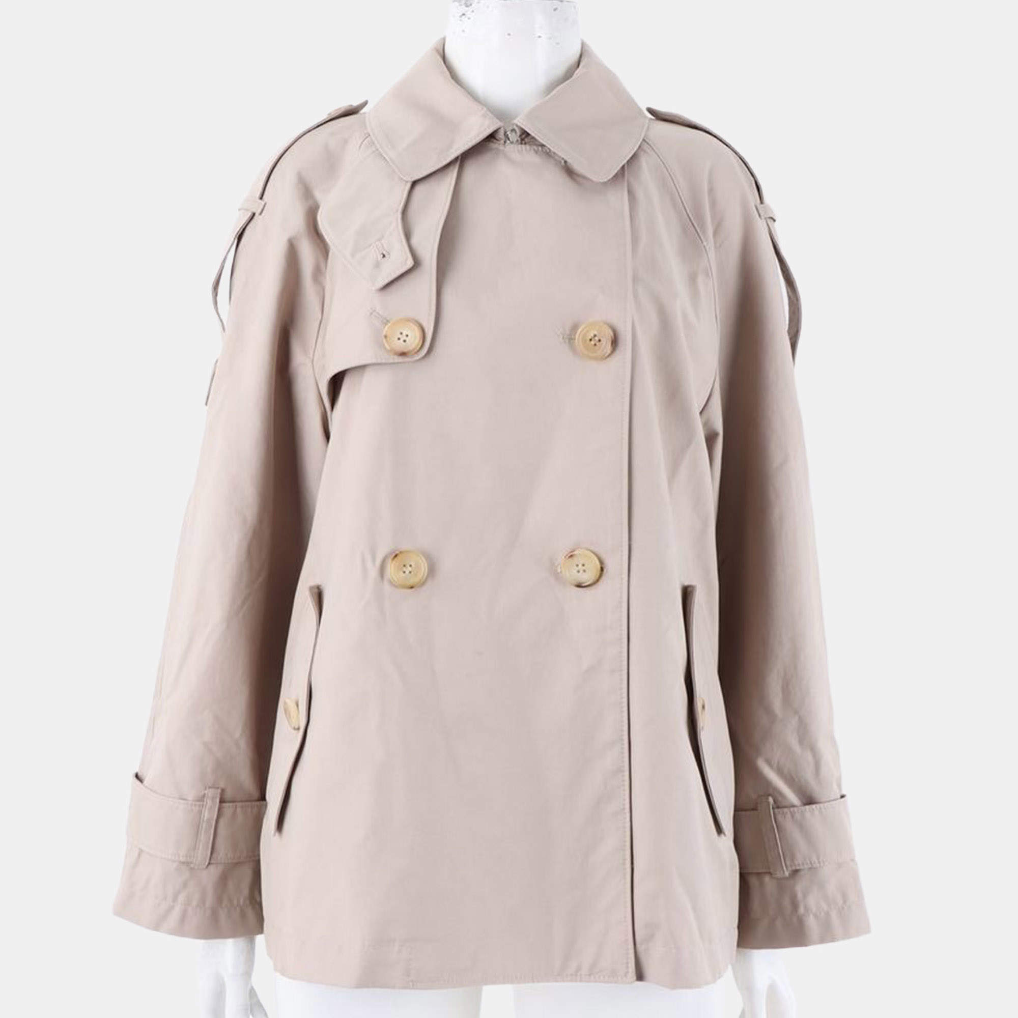 Pre Owned Max Mara The Cube Trench Beige Cotton, Polyester Buttoned Jacket Size S