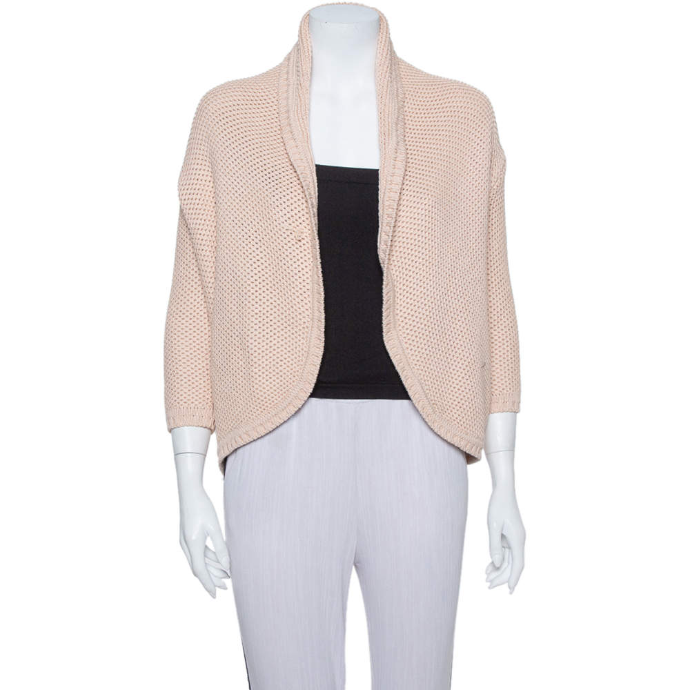 Max Mara Pink Open Knit Open Front Jacket S