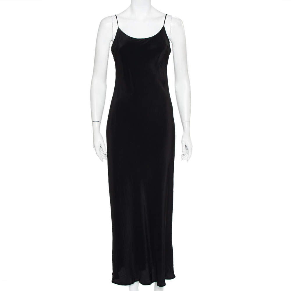 Pre Owned Max Mara Black Silk Sheer Slip Dress M