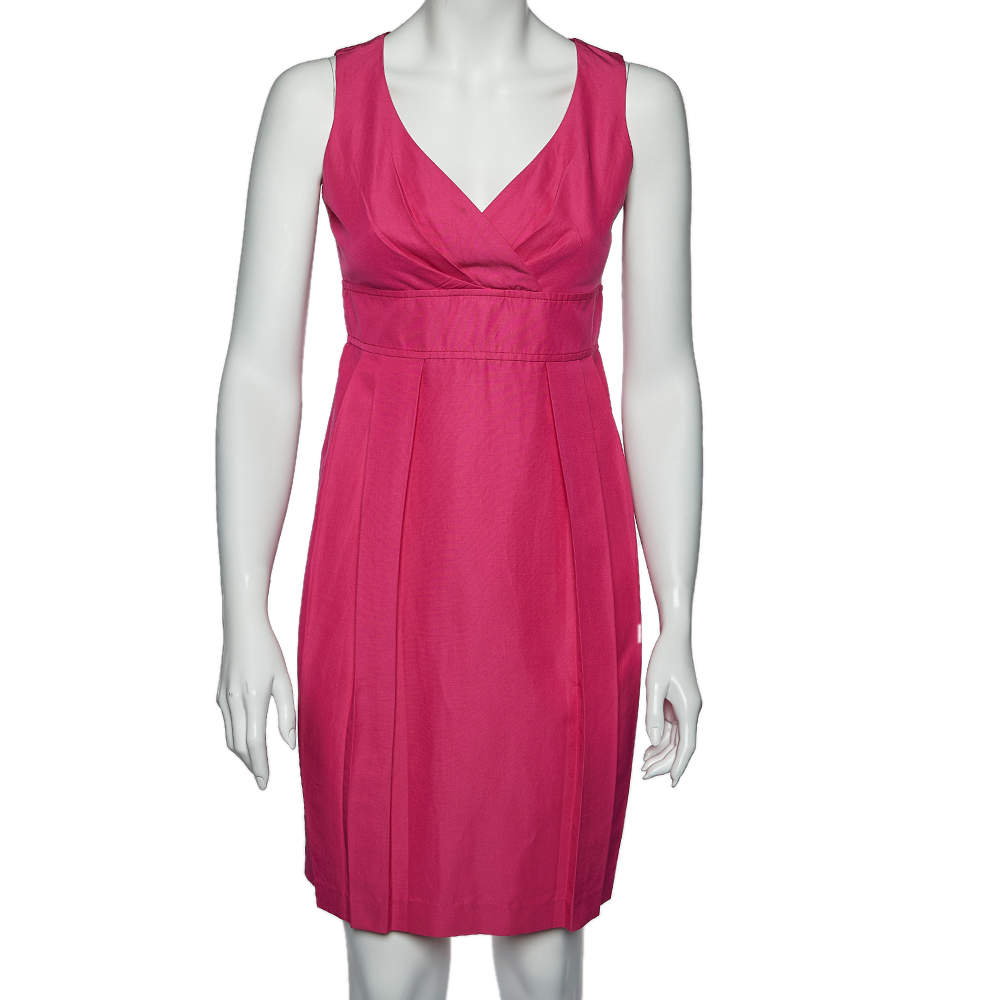 Max Mara  Pink Cotton Pleated Sleeveless Dress M