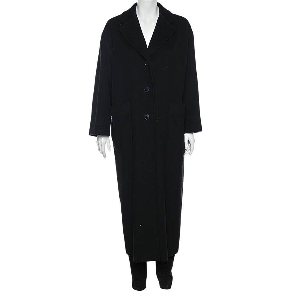 Max Mara Black Wool & Cashmere Oversized Long Coat S