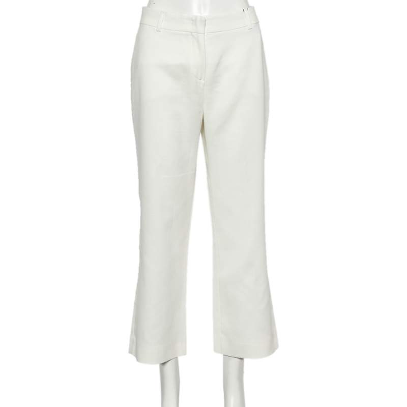 Pre Owned Max Mara Studio Cotton Straight Leg Cropped Pants M