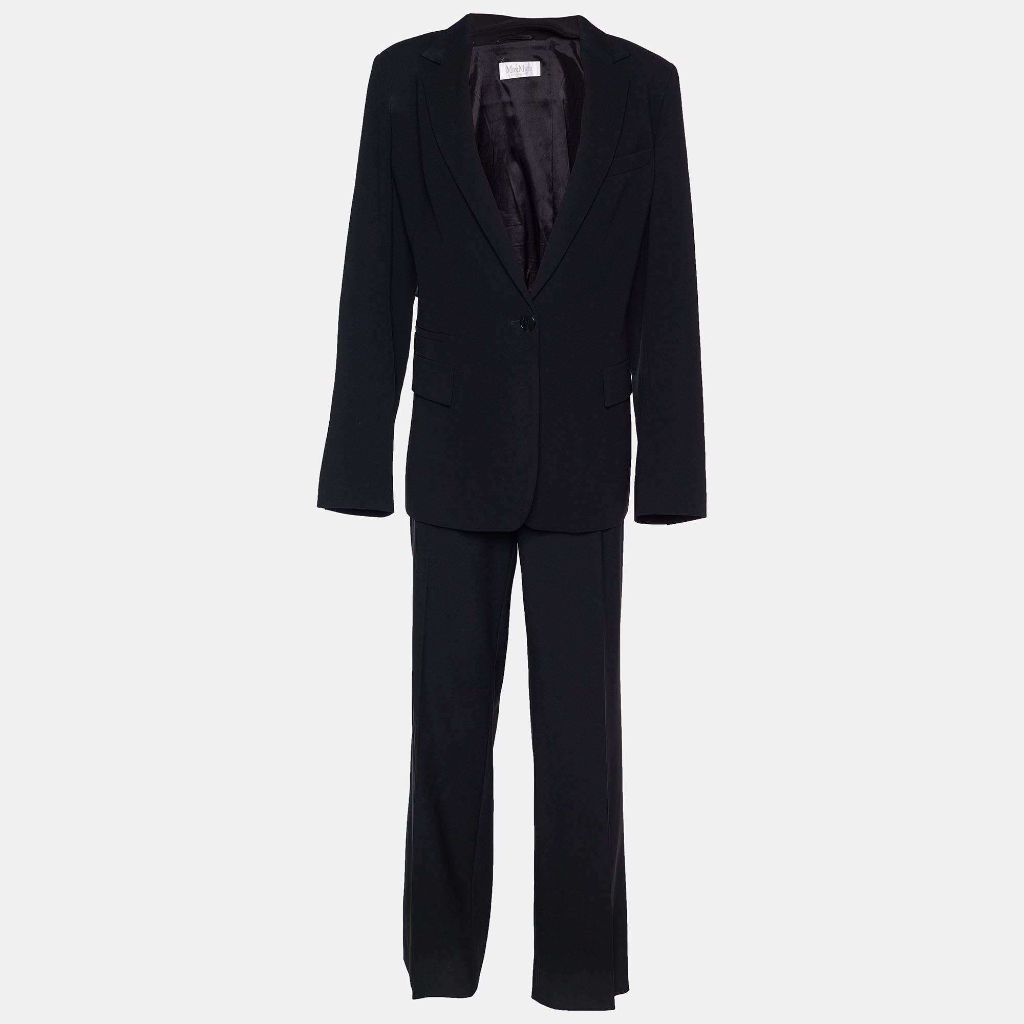 Pre Owned Max Mara Black Wool Single Breasted Suit XL