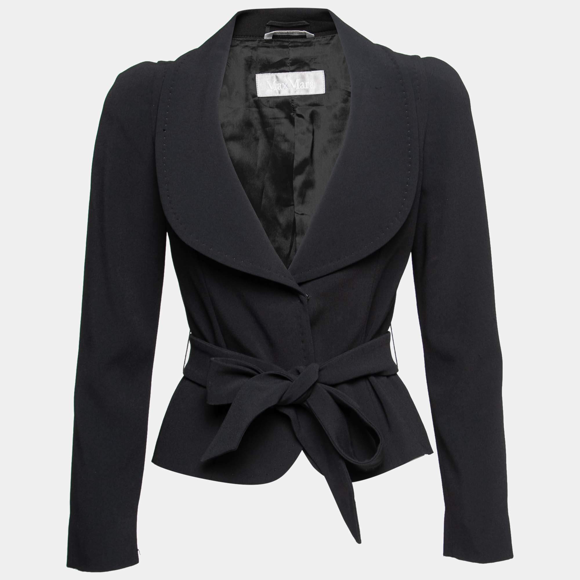 Pre Owned Max Mara Black Crepe Single Breasted Blazer S