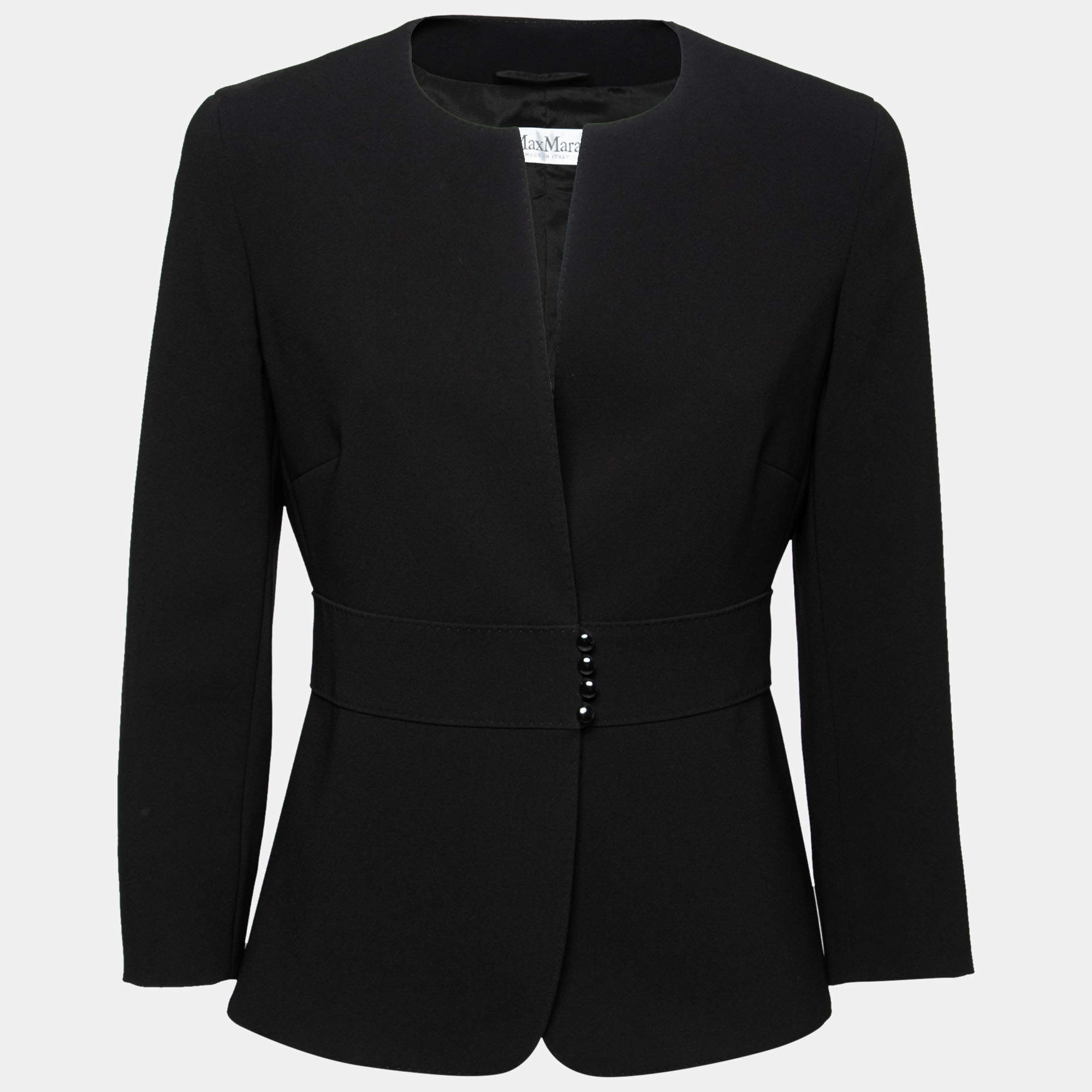 Pre Owned Max Mara Black Acetate Button Closure Jacket M