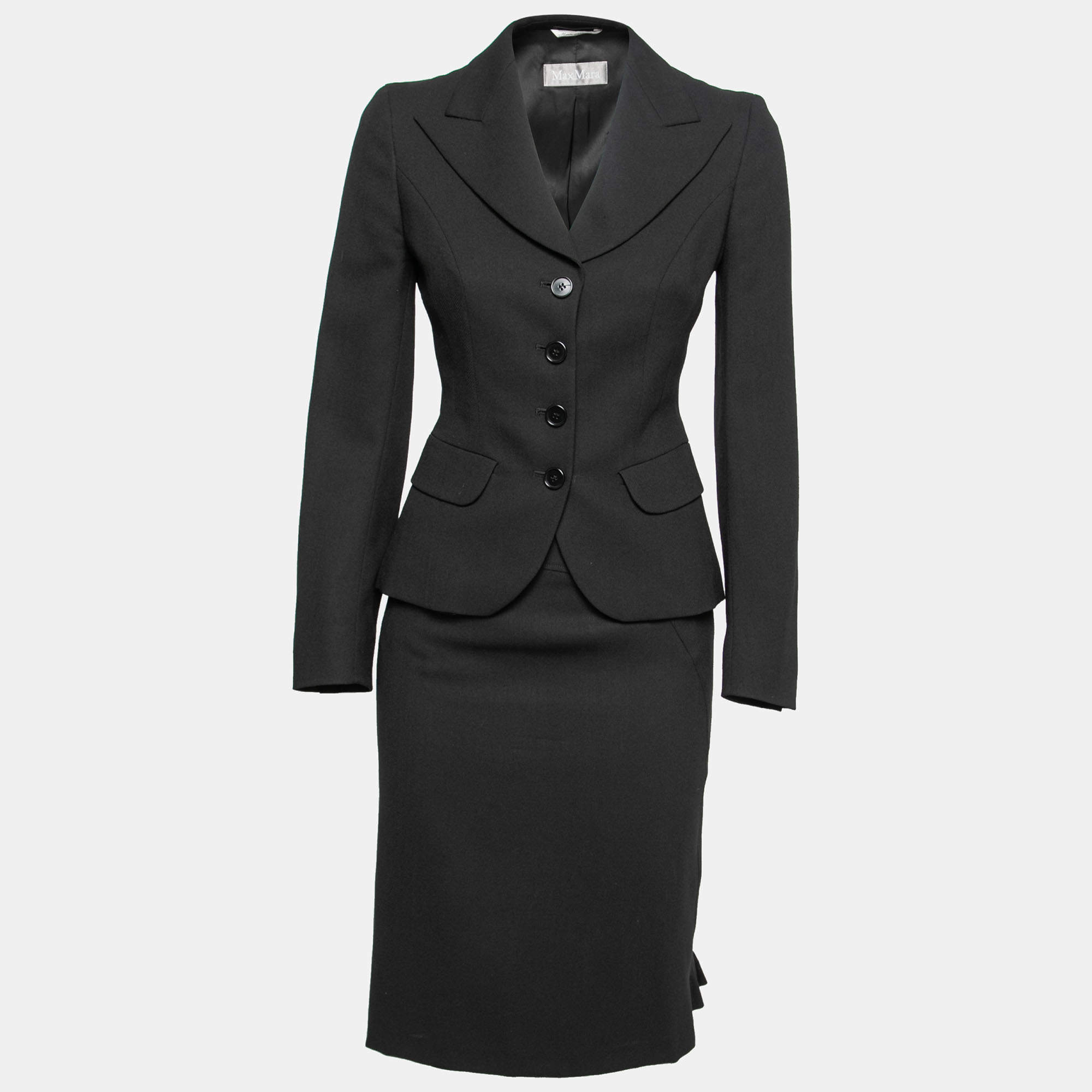 Pre Owned Max Mara Black Knit Skirt Suit S