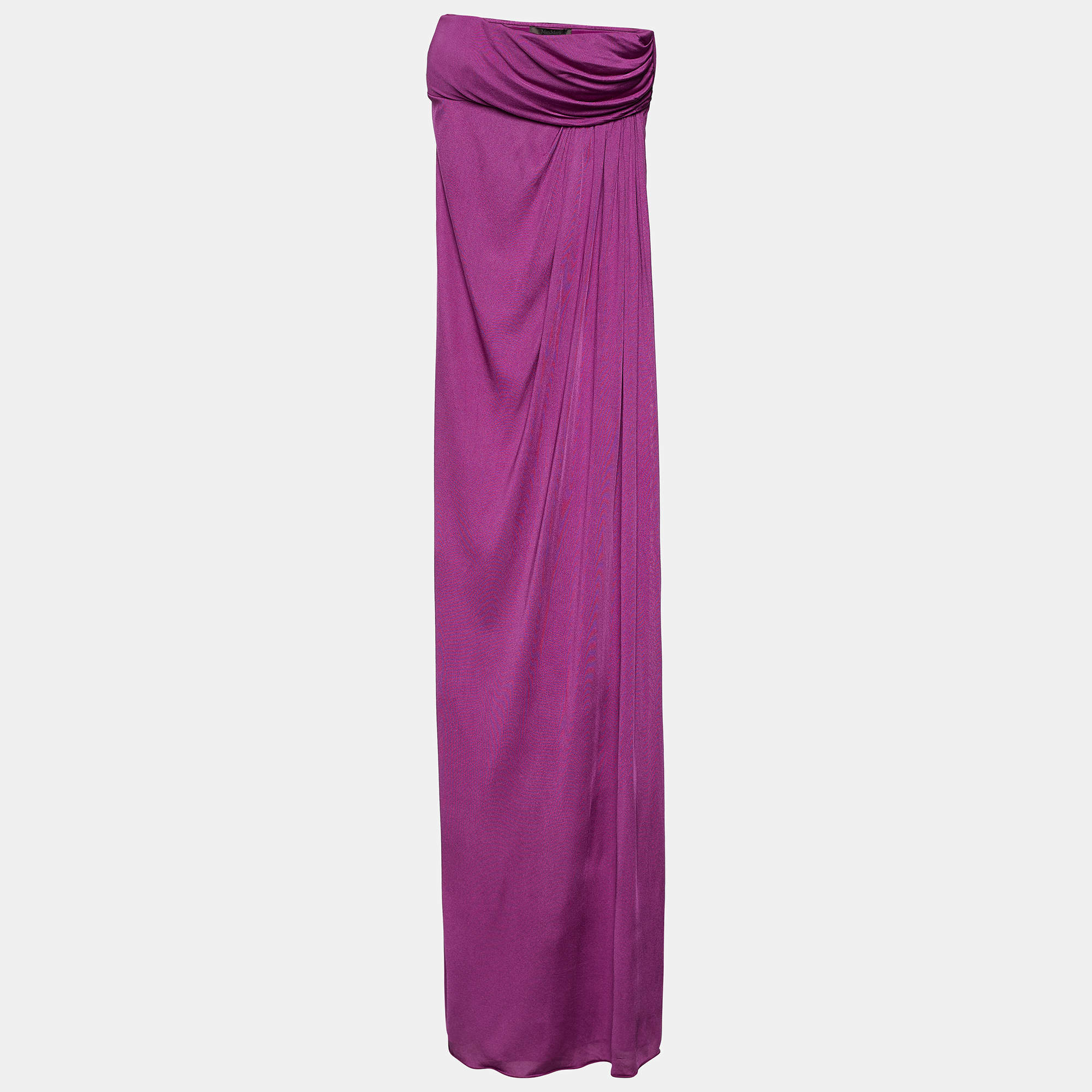 Max Mara Purple Silk Jersey Strapless Maxi Dress S Max Mara | The ...