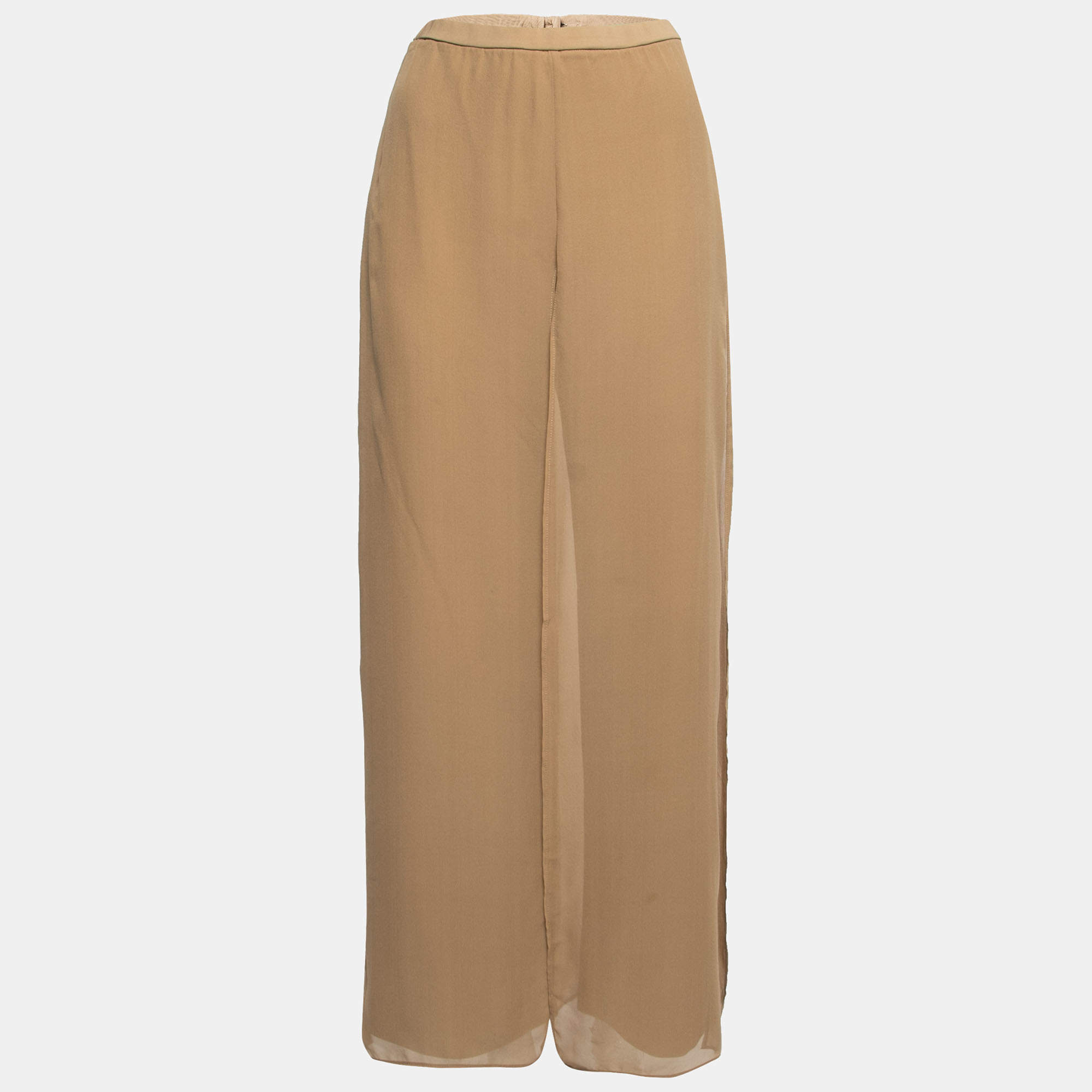 Max Mara Beige Knit & Silk Overlay Trousers M