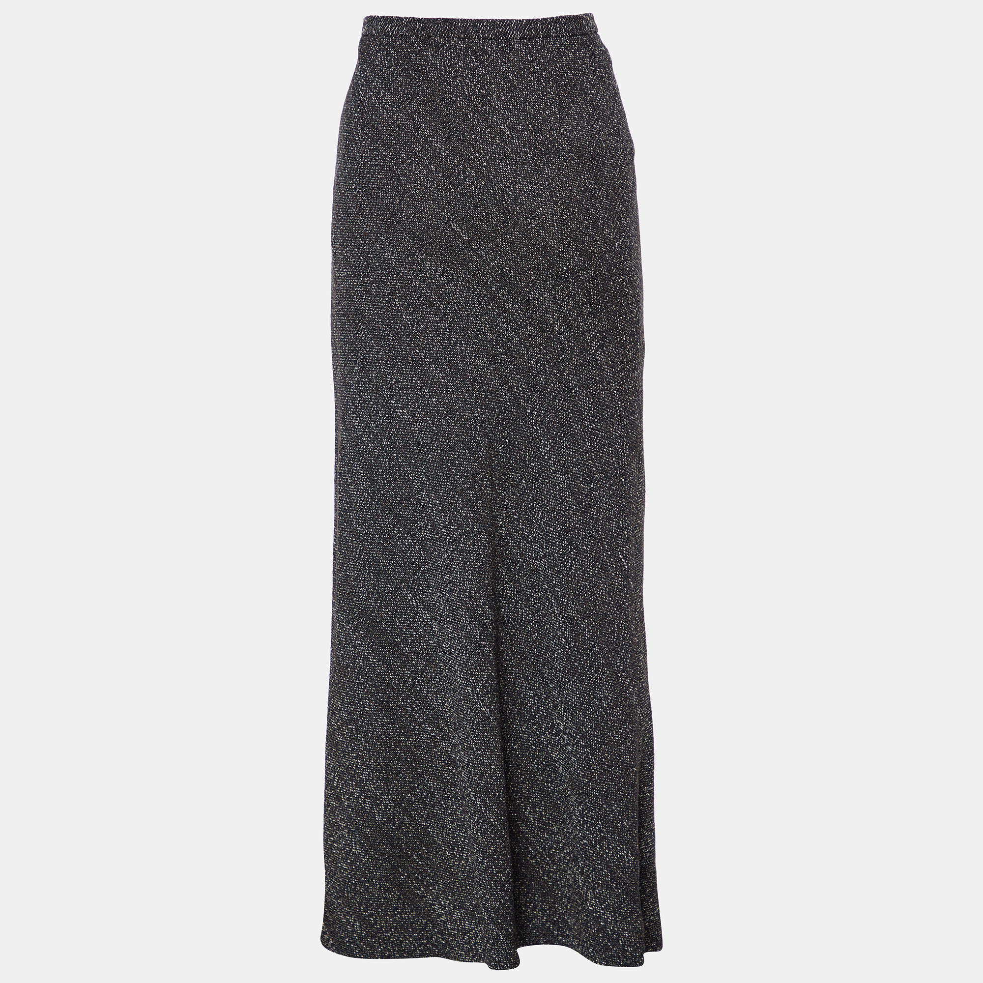 Max Mara Black Textured Wool Maxi Skirt M