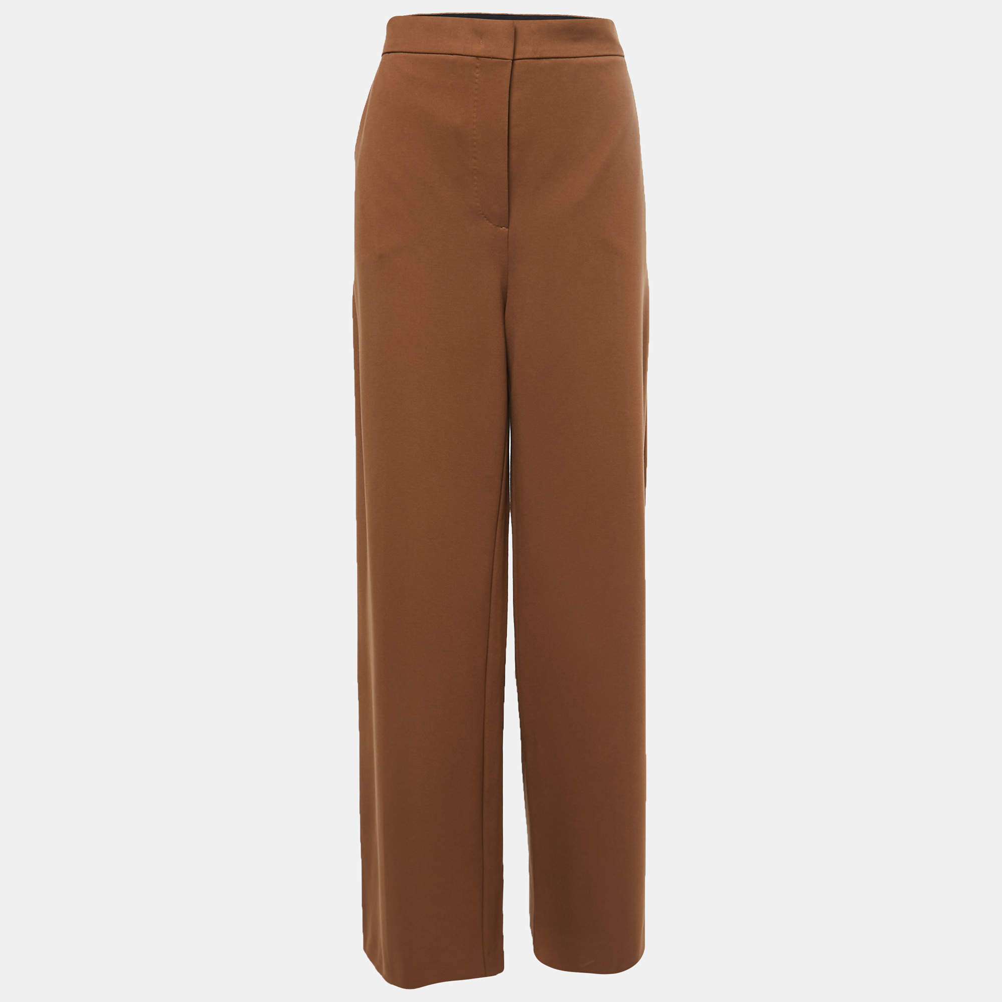 Pre Owned Max Mara Brown Knit Wide Leg Trousers L