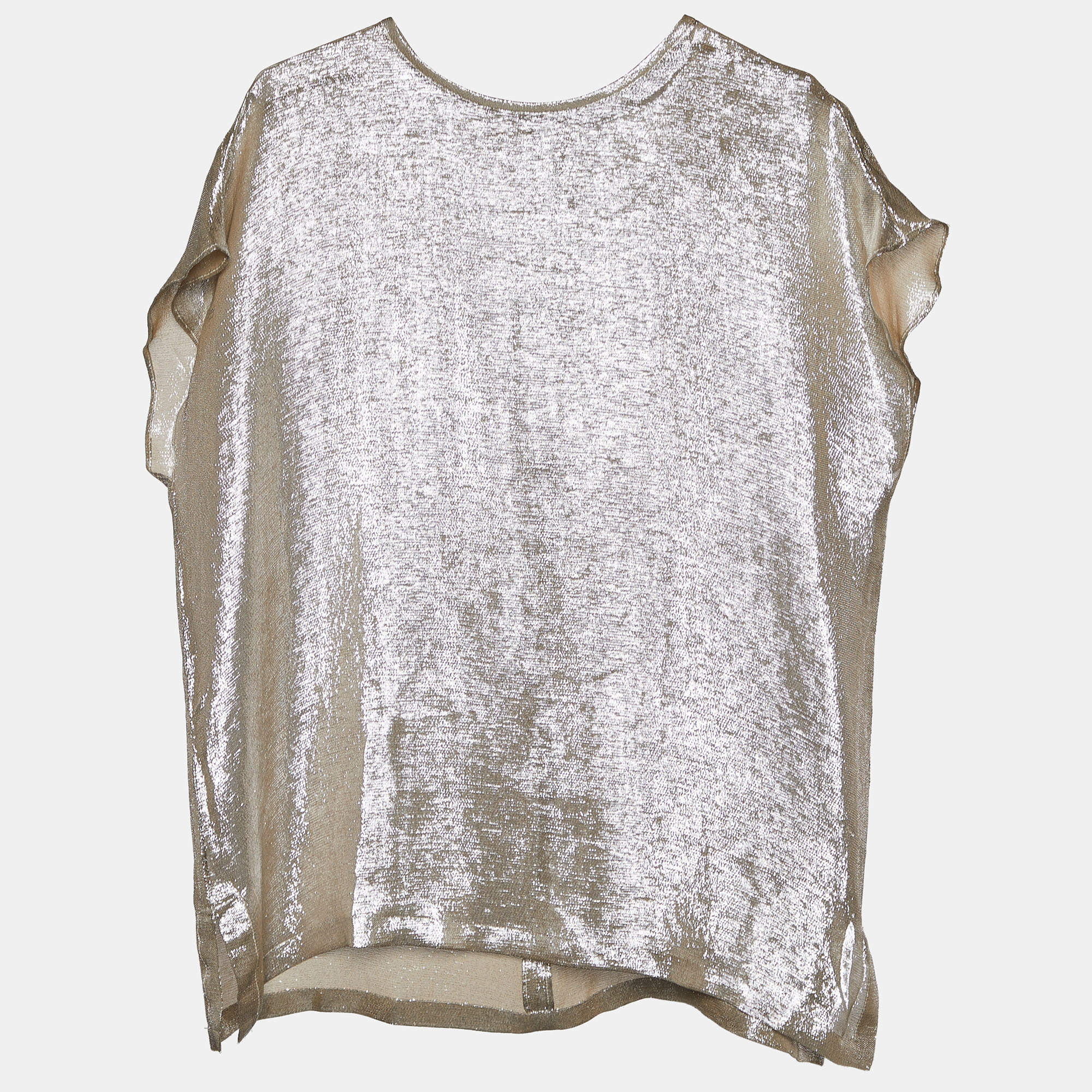 Pre Owned Max Mara Gold Lurex Silk Top L
