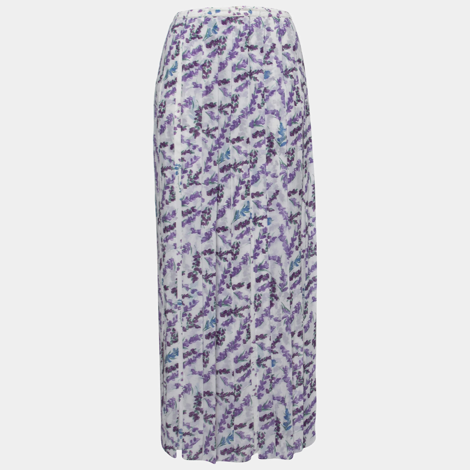 Pre Owned Max Mara White Floral Printed Georgette Oreste Maxi Skirt M