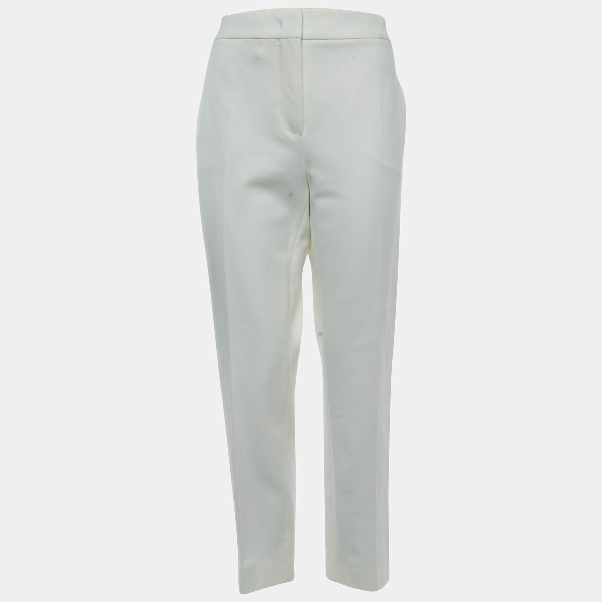Max Mara White Jersey Knit Tapered Trousers XL