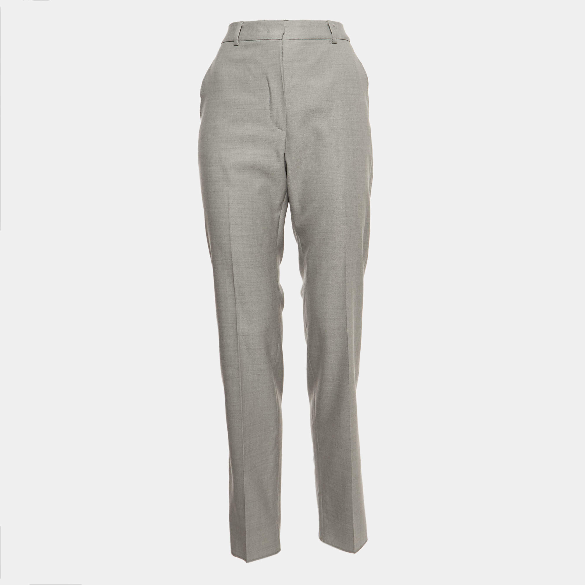 Max Mara Grey Wool Blend Tailored Trousers S