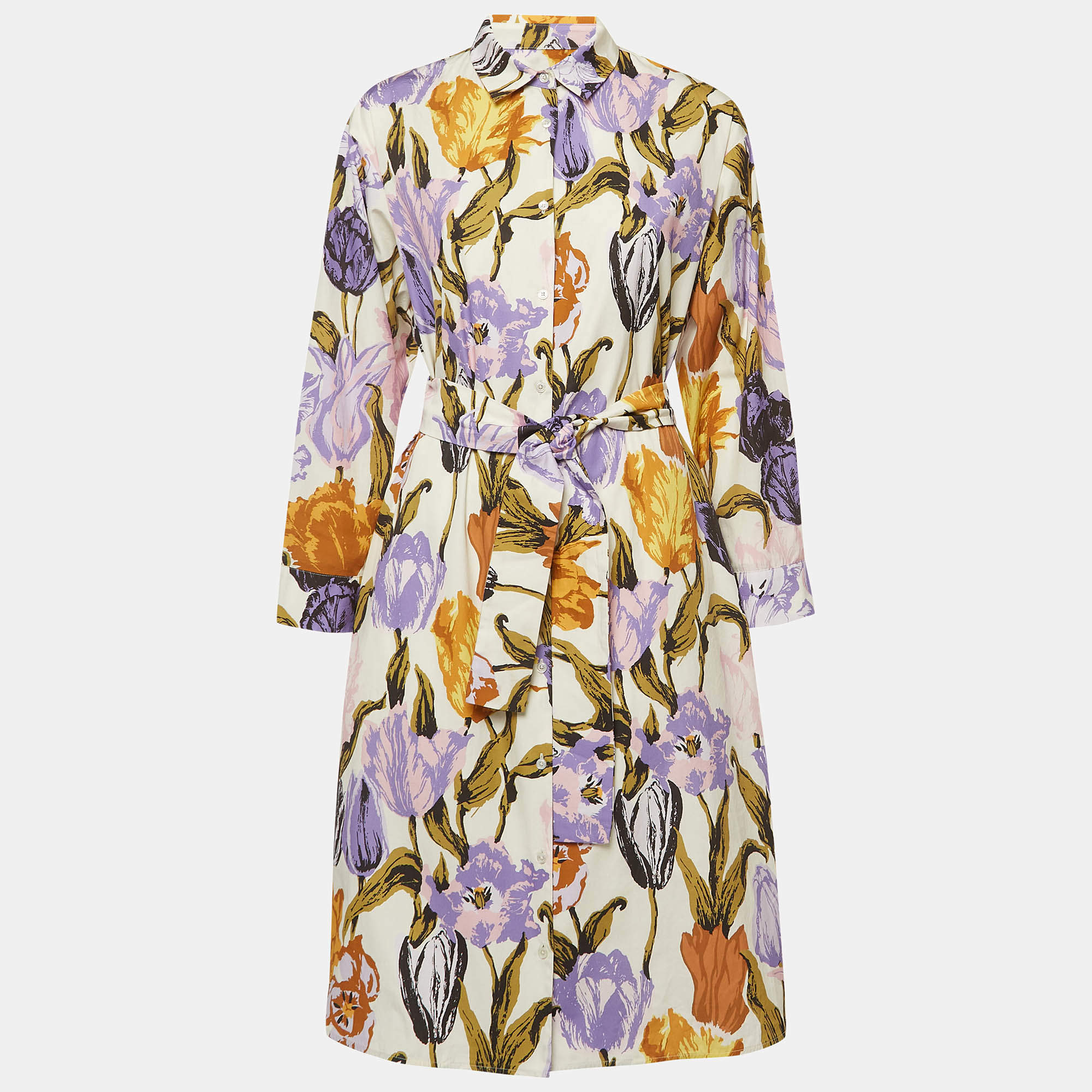 Pre Owned Weekend Max Mara Multicolour Floral Print Cotton Shirt Dress M