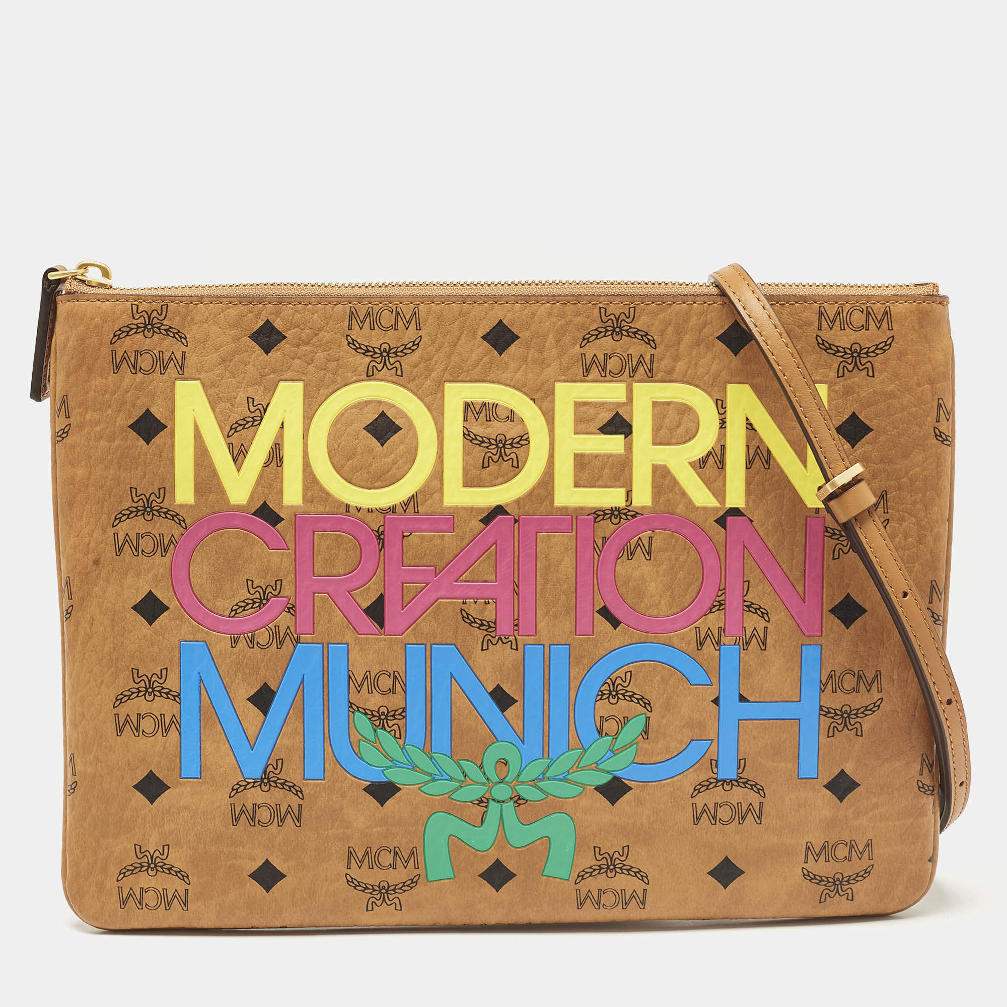 MCM x Honey Dijon Cognac Visetos Coated Canvas Crossbody Bag