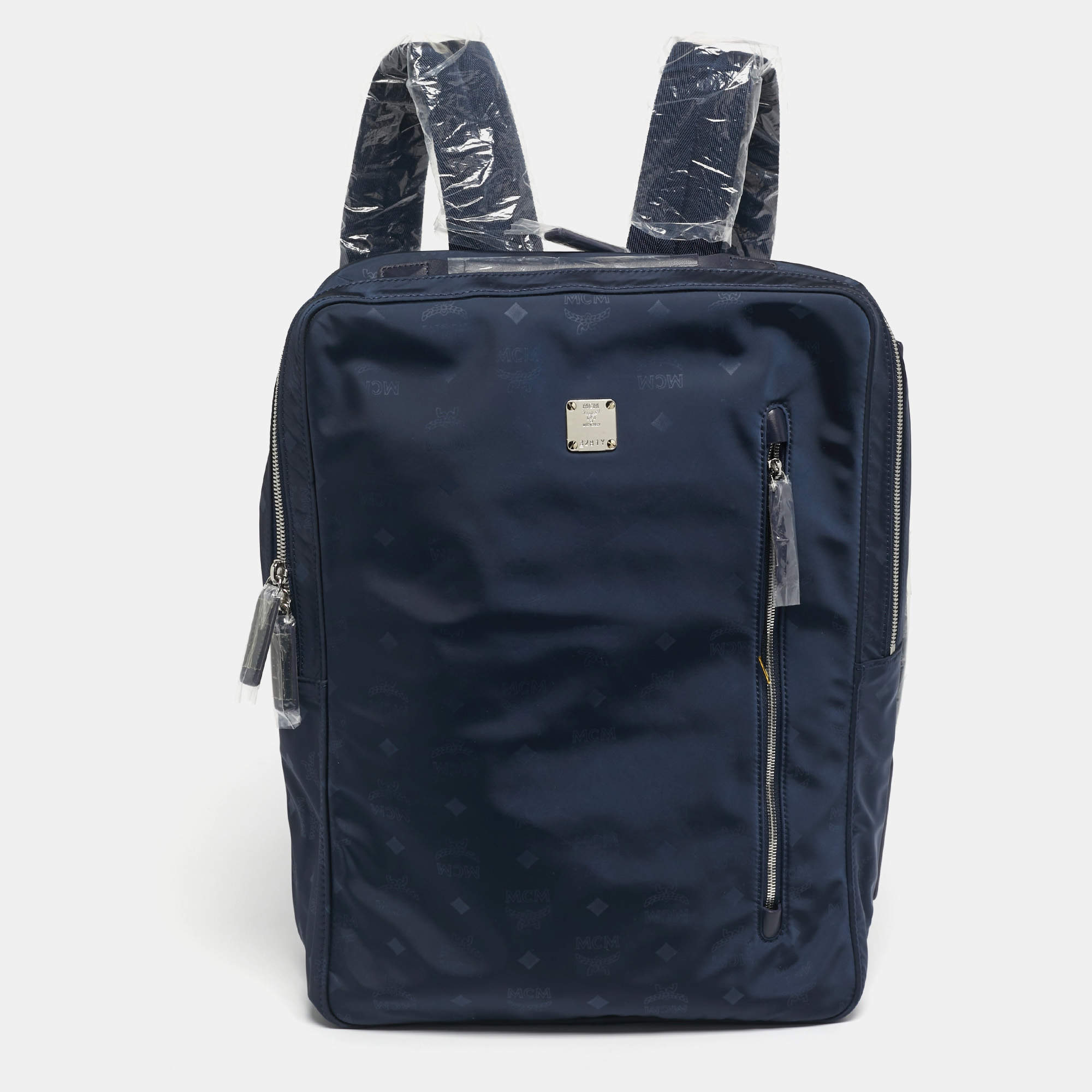 Pre Owned MCM Navy Blue Visetos Nylon Medium Dieter Backpack